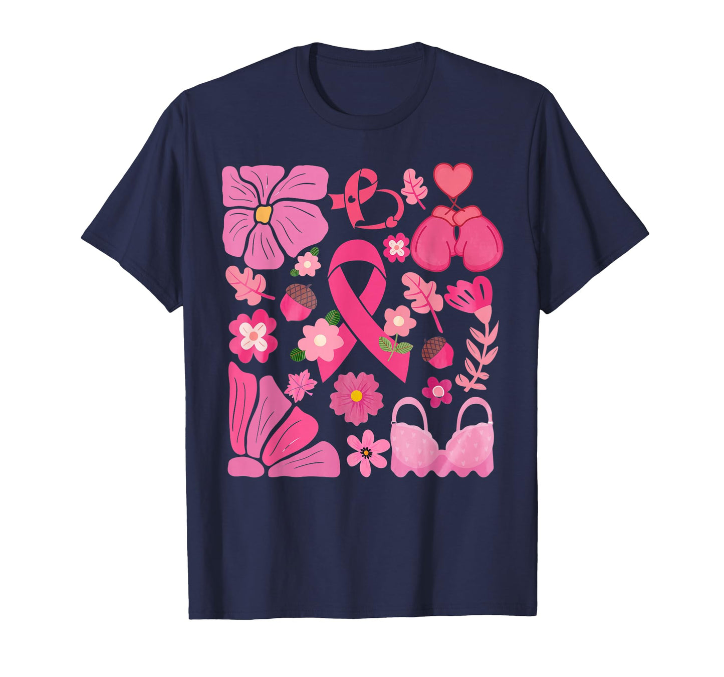 Boho Floral Breast Cancer Awareness We Wear Pink T-Shirt