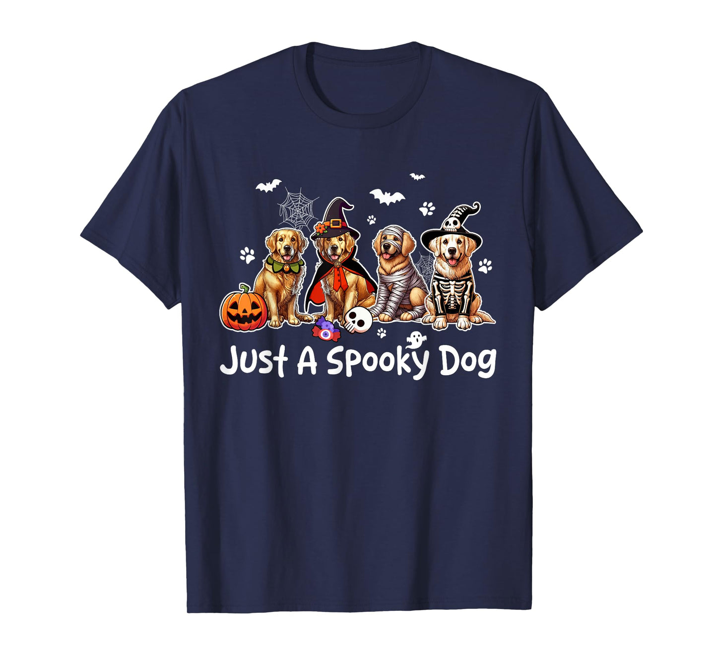 Just A Spooky Halloween Dog Group Golden Retrievers As Witch T-Shirt