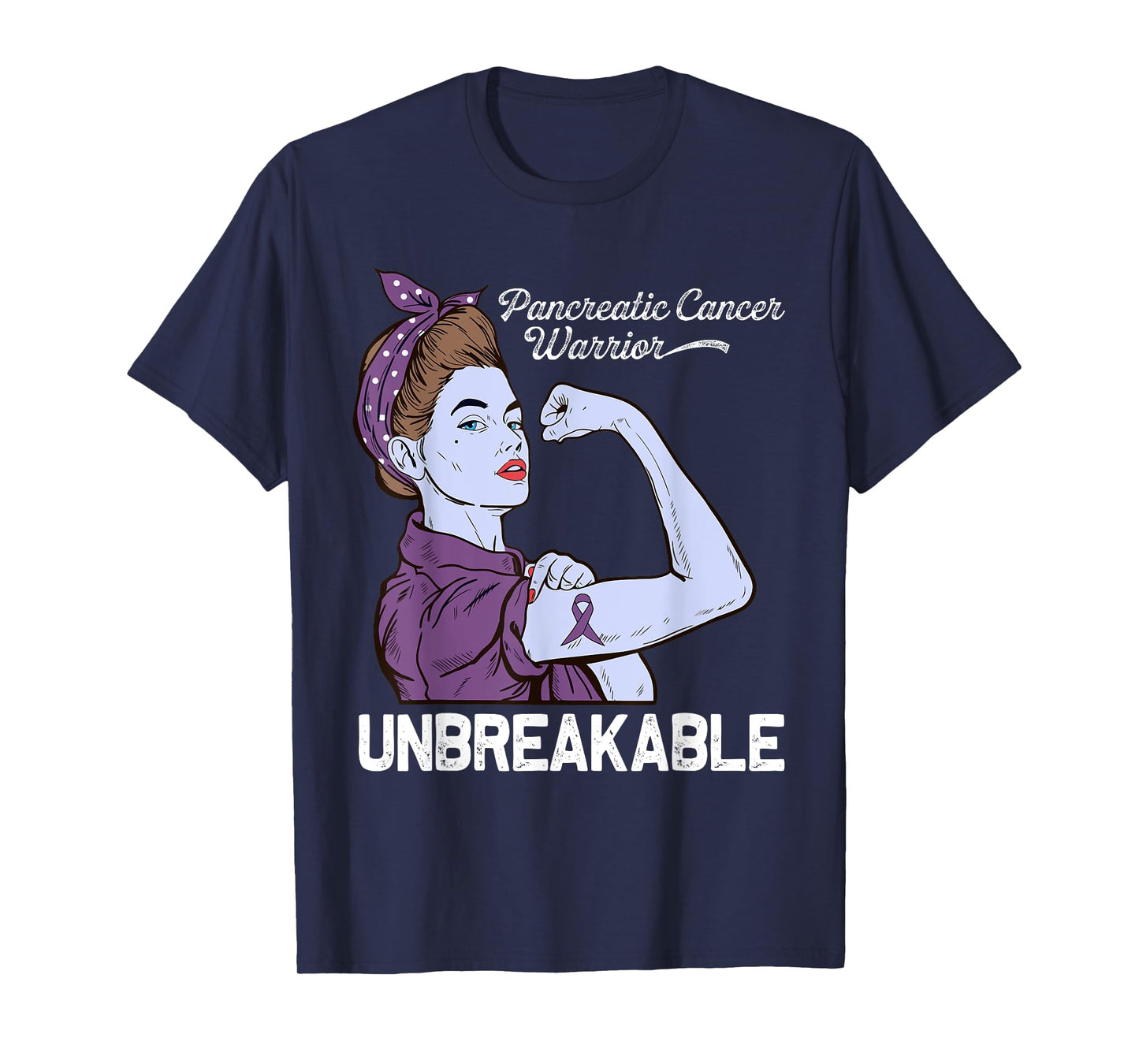 Pancreatic Cancer Warrior Awareness Purple Ribbon Support T-Shirt