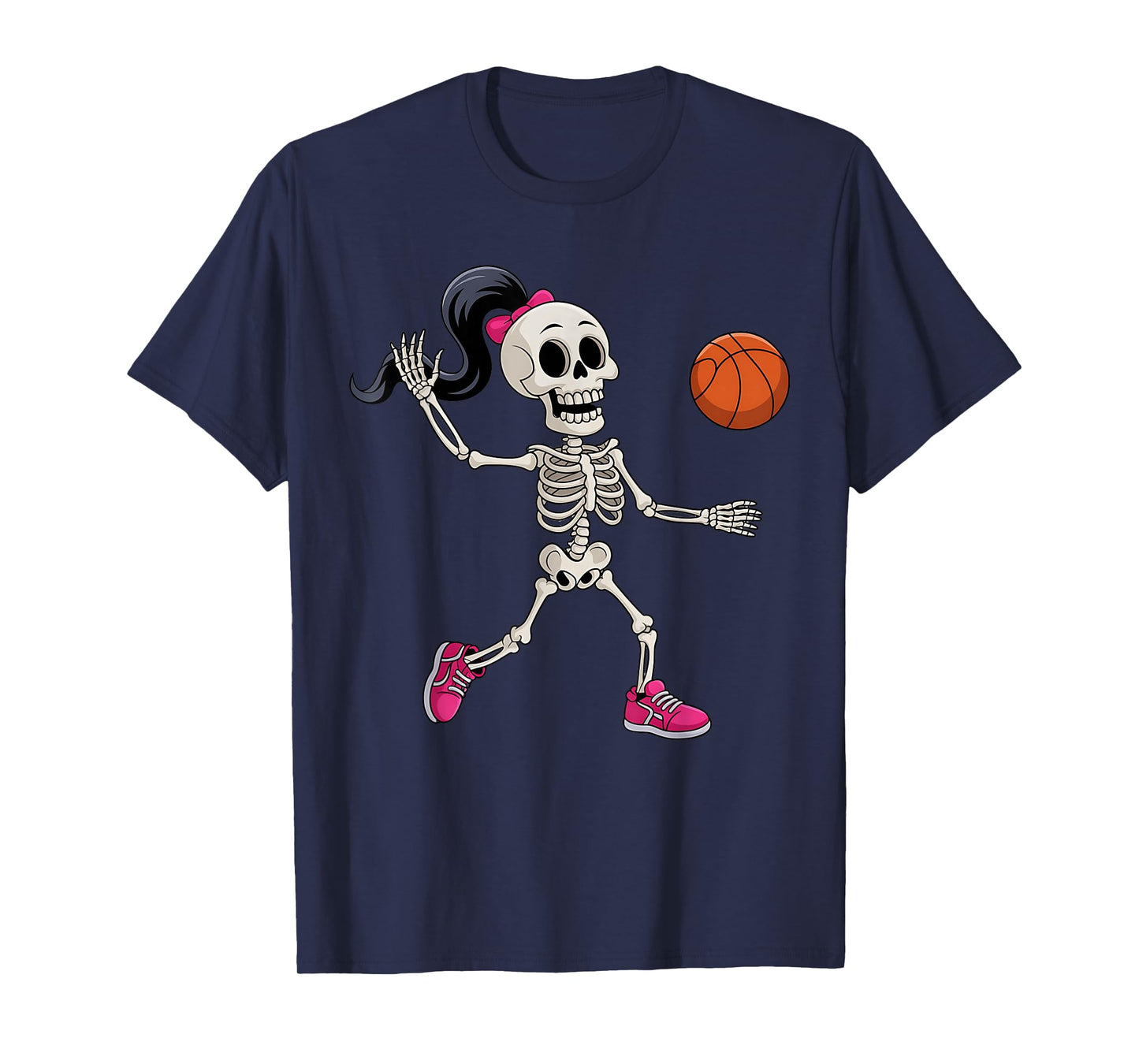 Skeleton BasketballHalloween Costume Funny Women Girls Kids T-Shirt