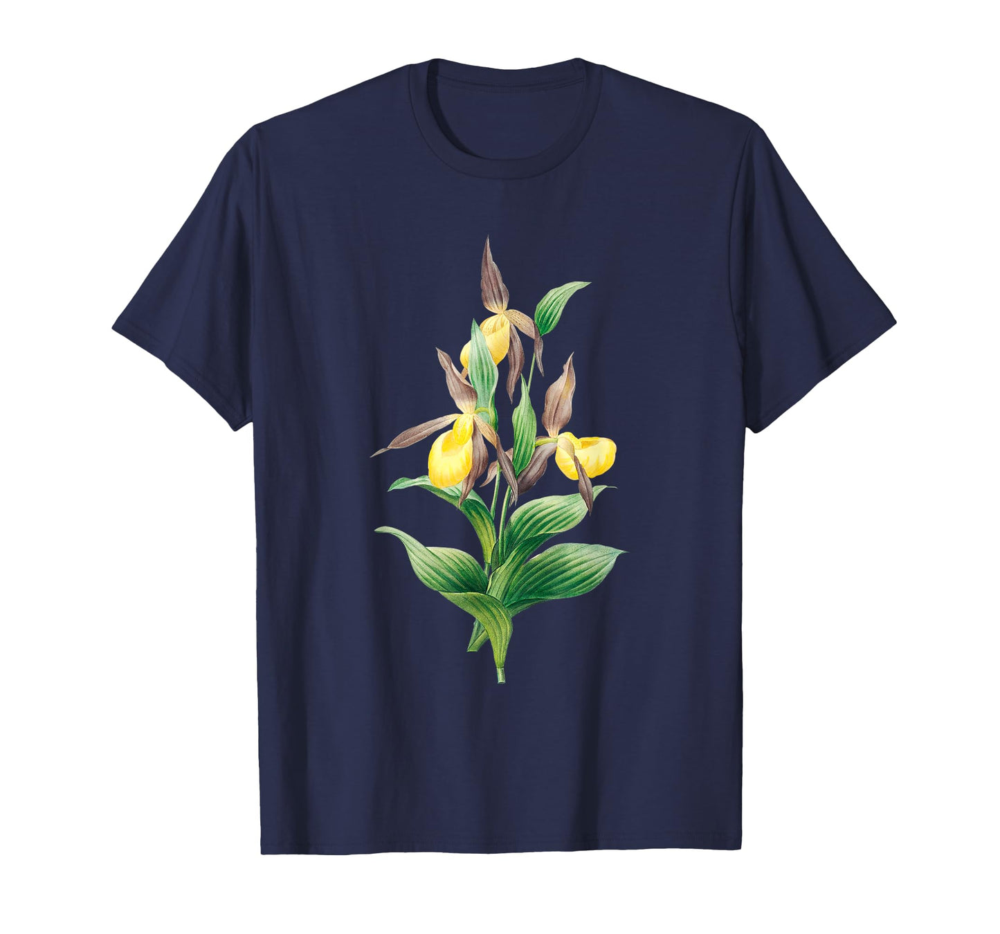 Vintage Yellow Lady's Slipper Orchid Flower Plant Lovers T-Shirt