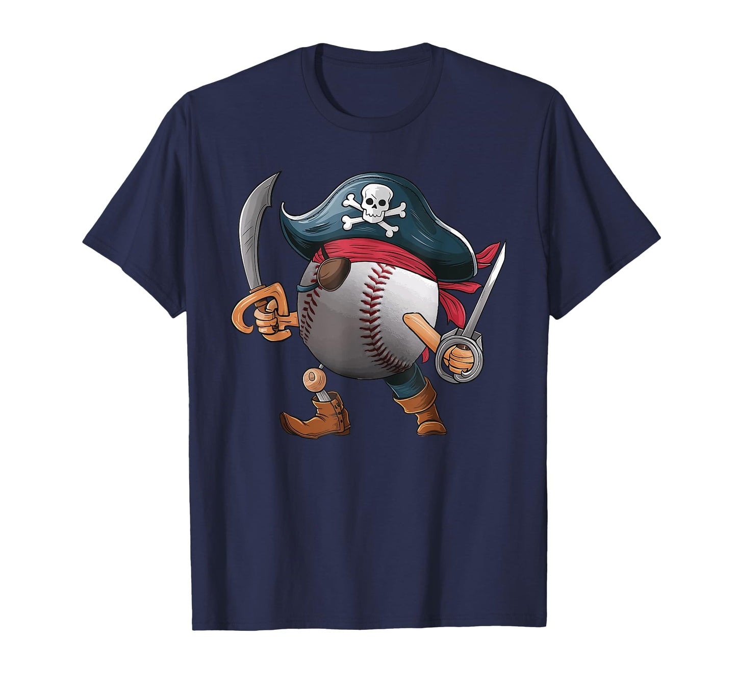 Baseball Pirate Ball Costume Funny Crossbones Skull Skeleton T-Shirt