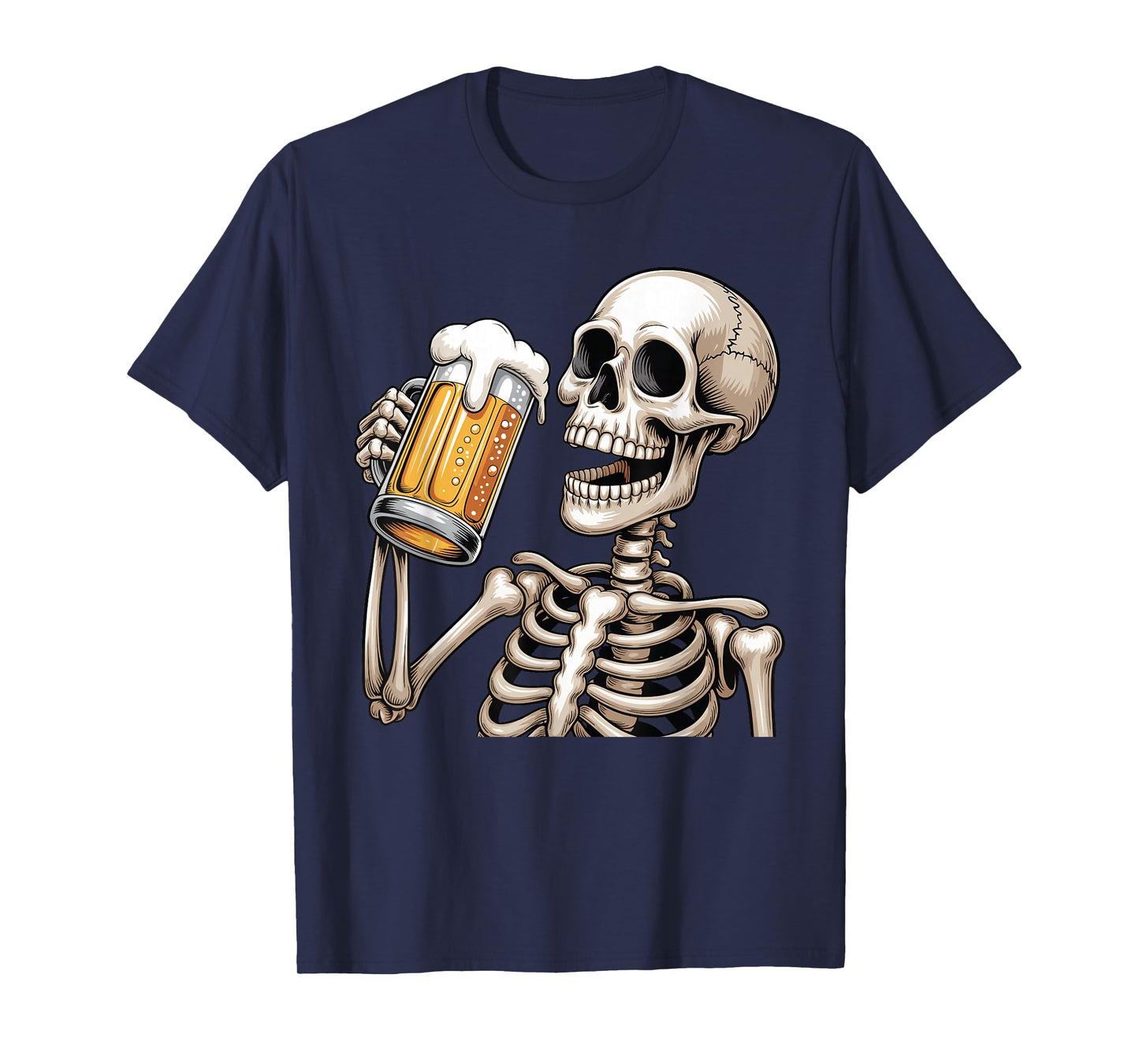 Funny Oktoberfest Costume Skeleton Drinking Beer Halloween T-Shirt