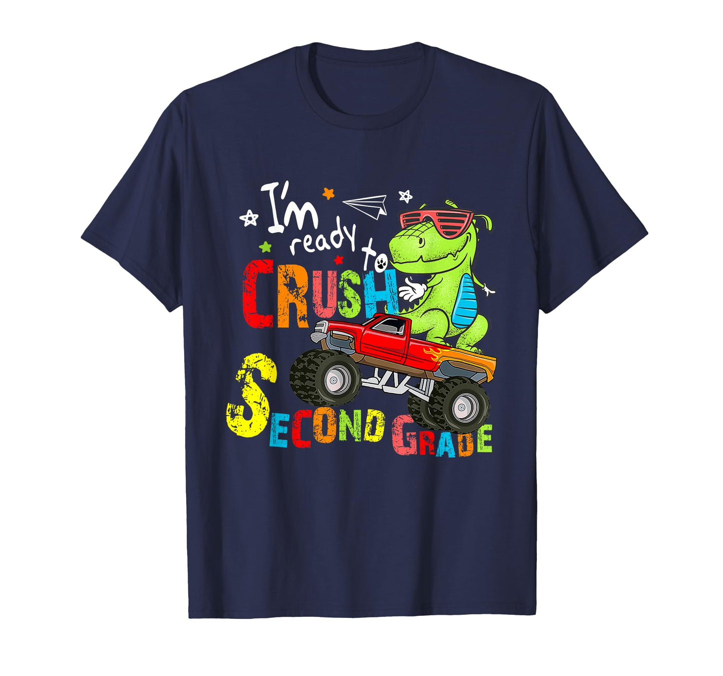 I'm Ready To Crush 2nd Grade Monster Truck Dinosaur Boys T-Shirt