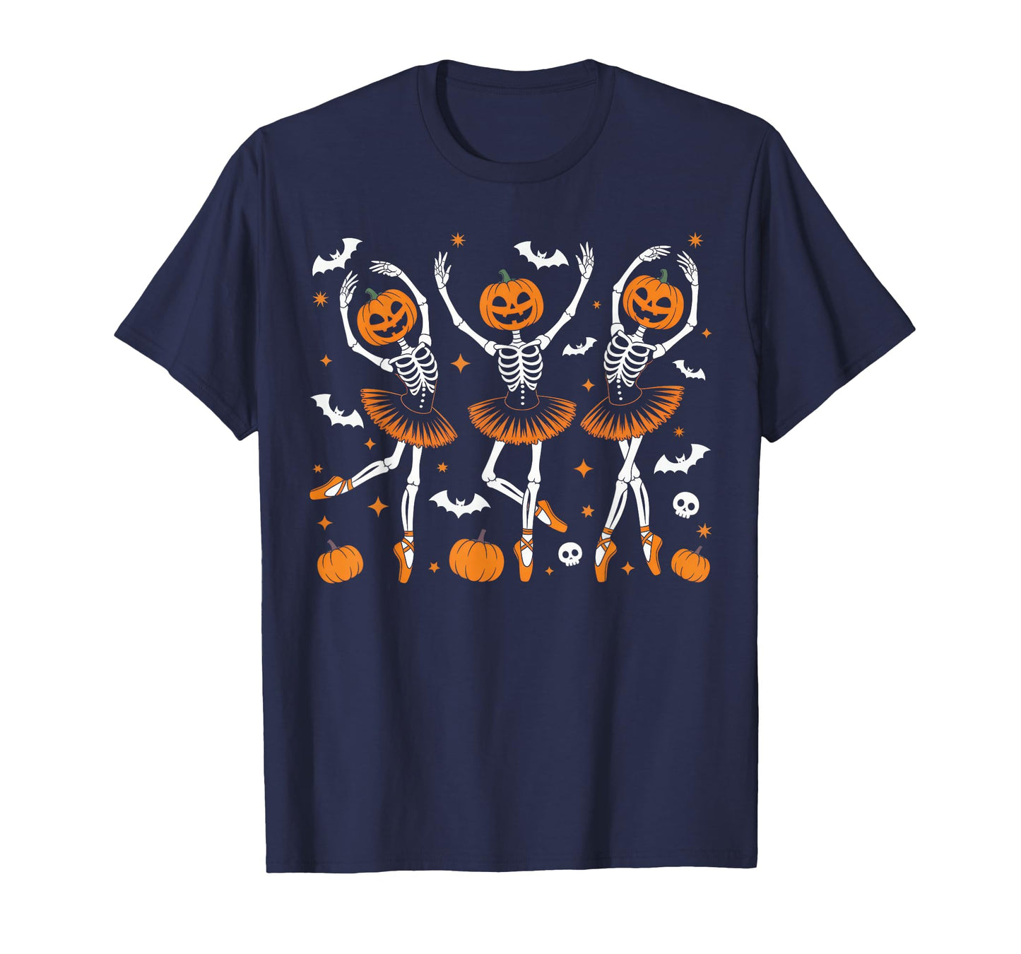 Ballet Pumpkin Skeleton Scary Halloween Men Women Boys Girl T-Shirt