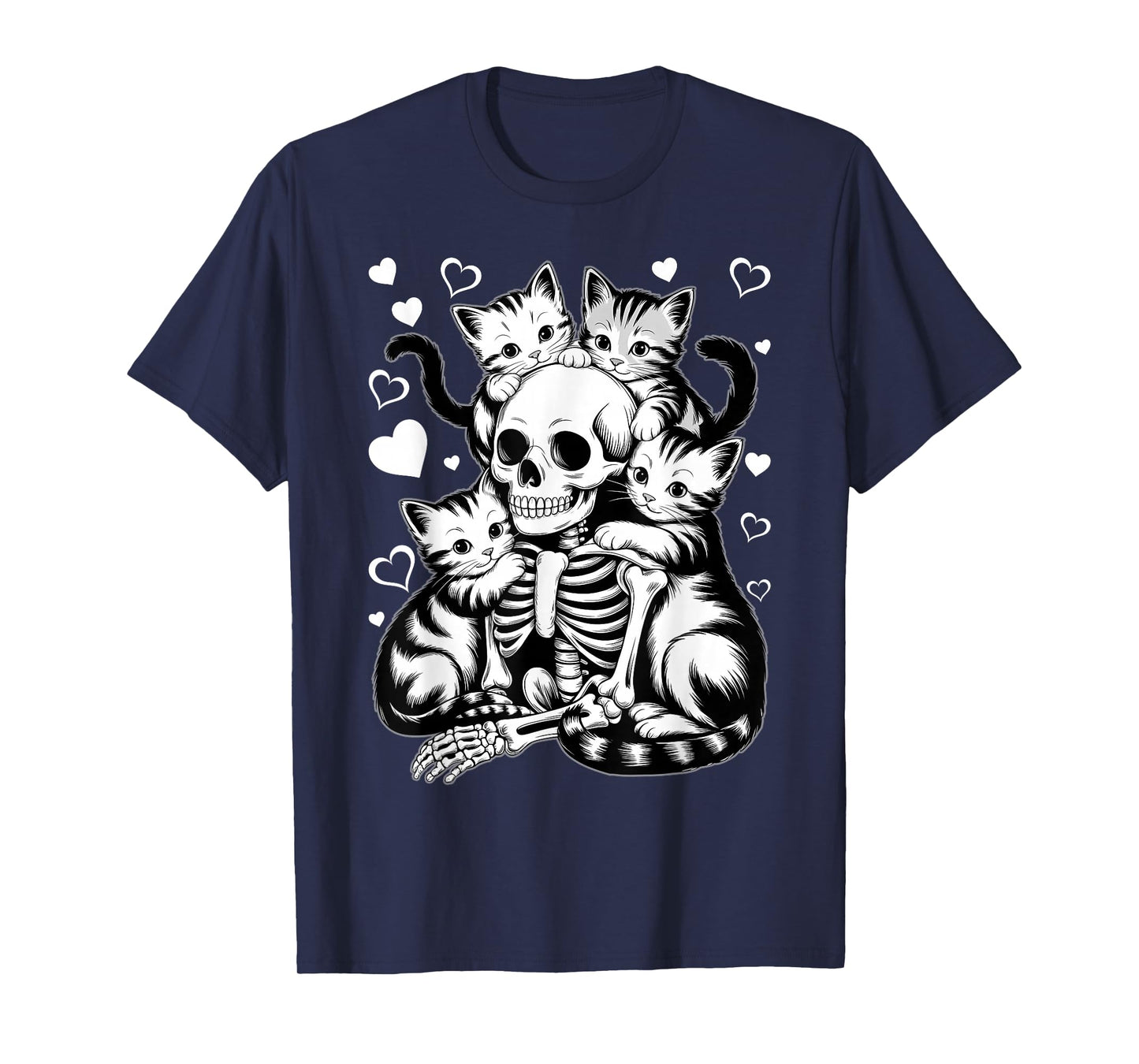 Skeleton Cat Skull Kitty Cute Halloween Men Women Kids Goth T-Shirt