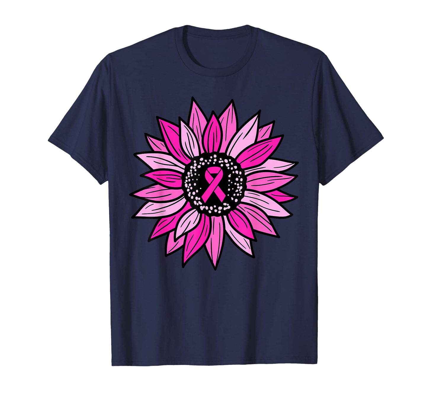 Pink Ribbon Sunflower Breast Cancer Awareness Women Kids T-Shirt