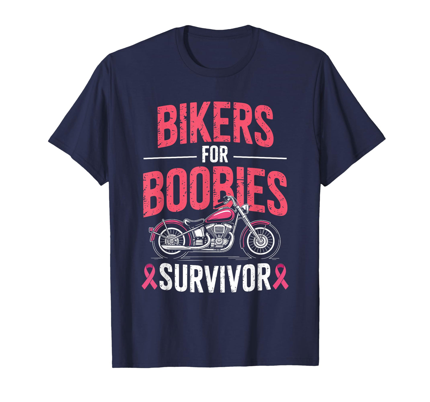 Bikers for Boobs Against Breast Cancer Awareness Motorcycle T-Shirt