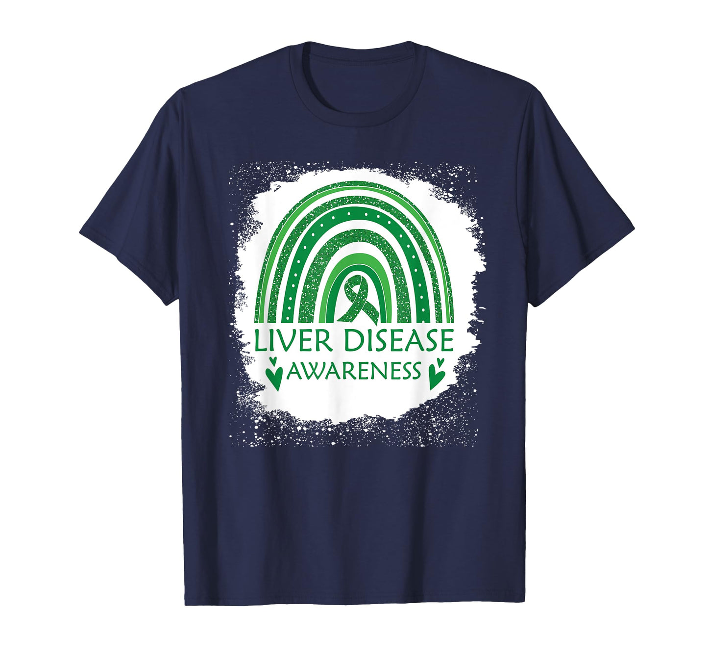 Liver Disease Awareness Bleached Rainbow Green Ribbon Men T-Shirt
