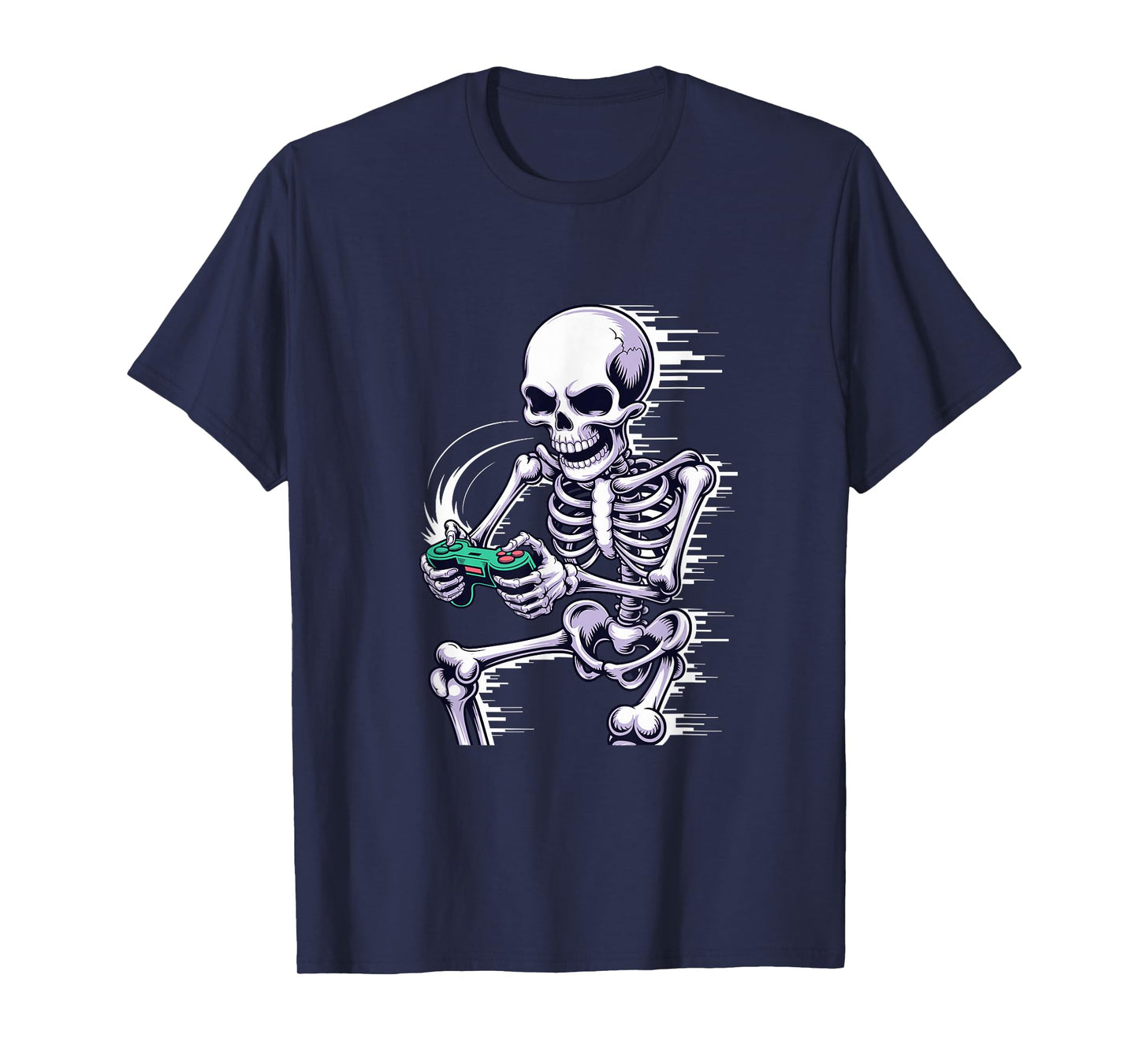 Halloween Skeleton Gamer Playing Video Games T-Shirt