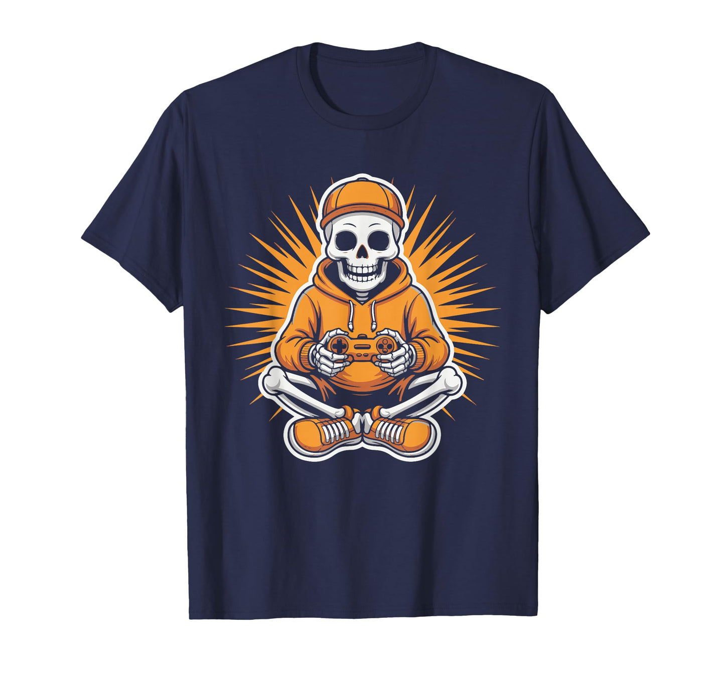 Funny Skeleton Gaming Controller Halloween Design Men Women T-Shirt