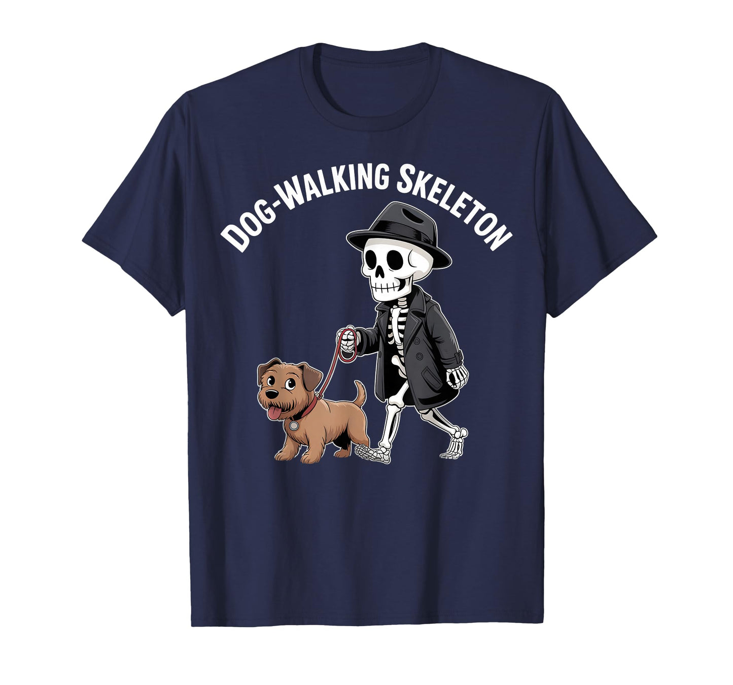 Dog-Walking Skeleton Funny Grim Reaper Pet Humor T-Shirt