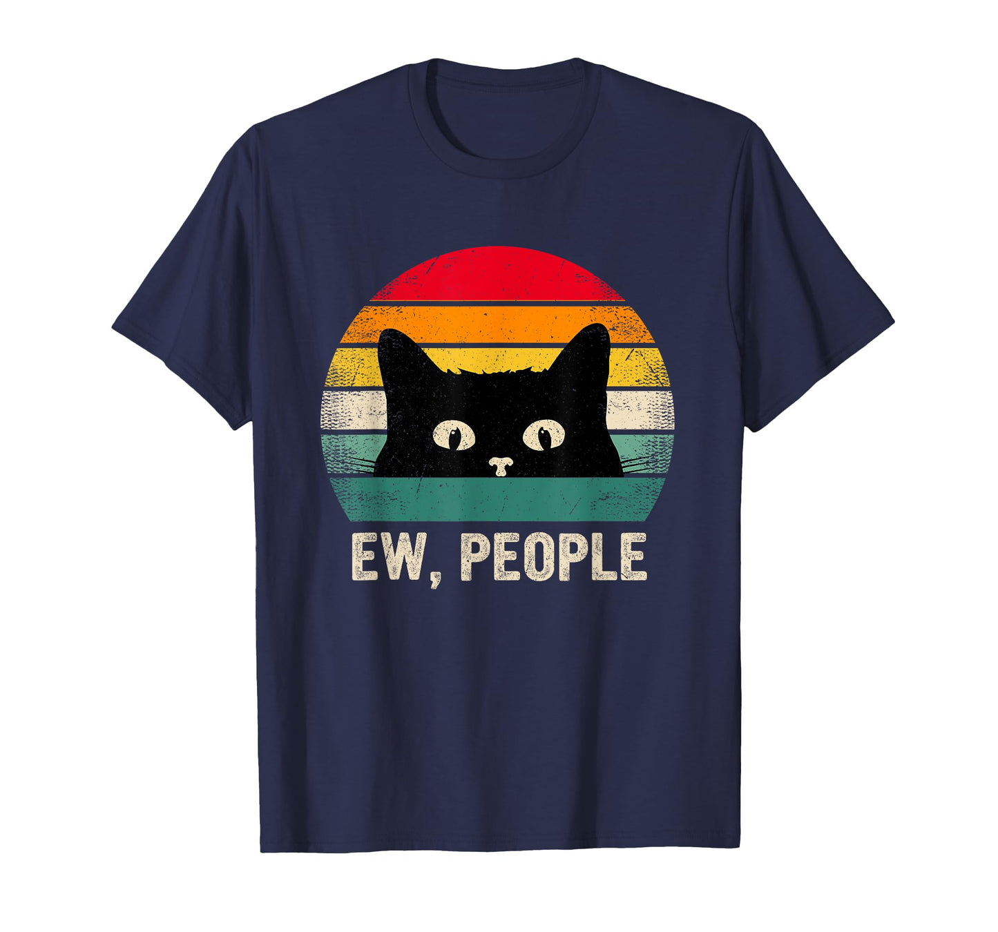 Ew People Retro Cat Social Introvert Funny Cat T-Shirt for Men Women Kids