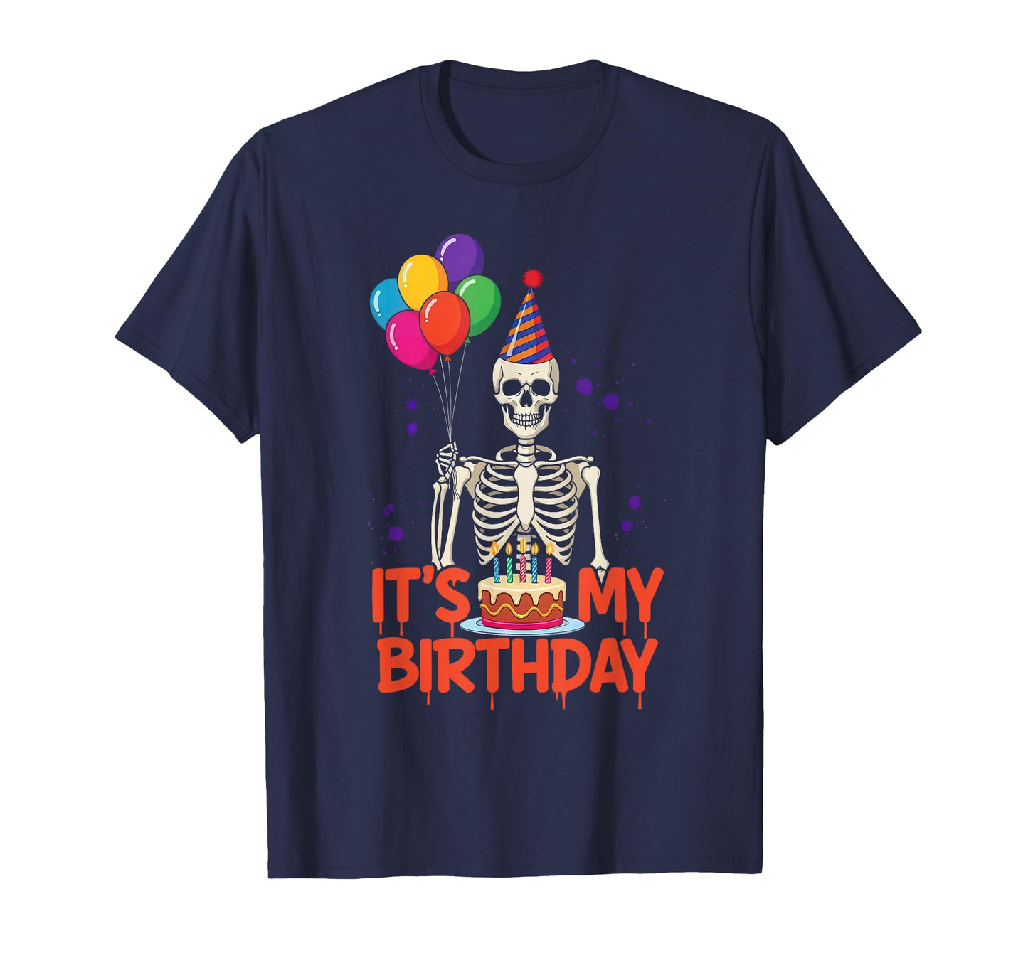 Skeleton Birthday Party Halloween Funny Balloons Cake T-Shirt