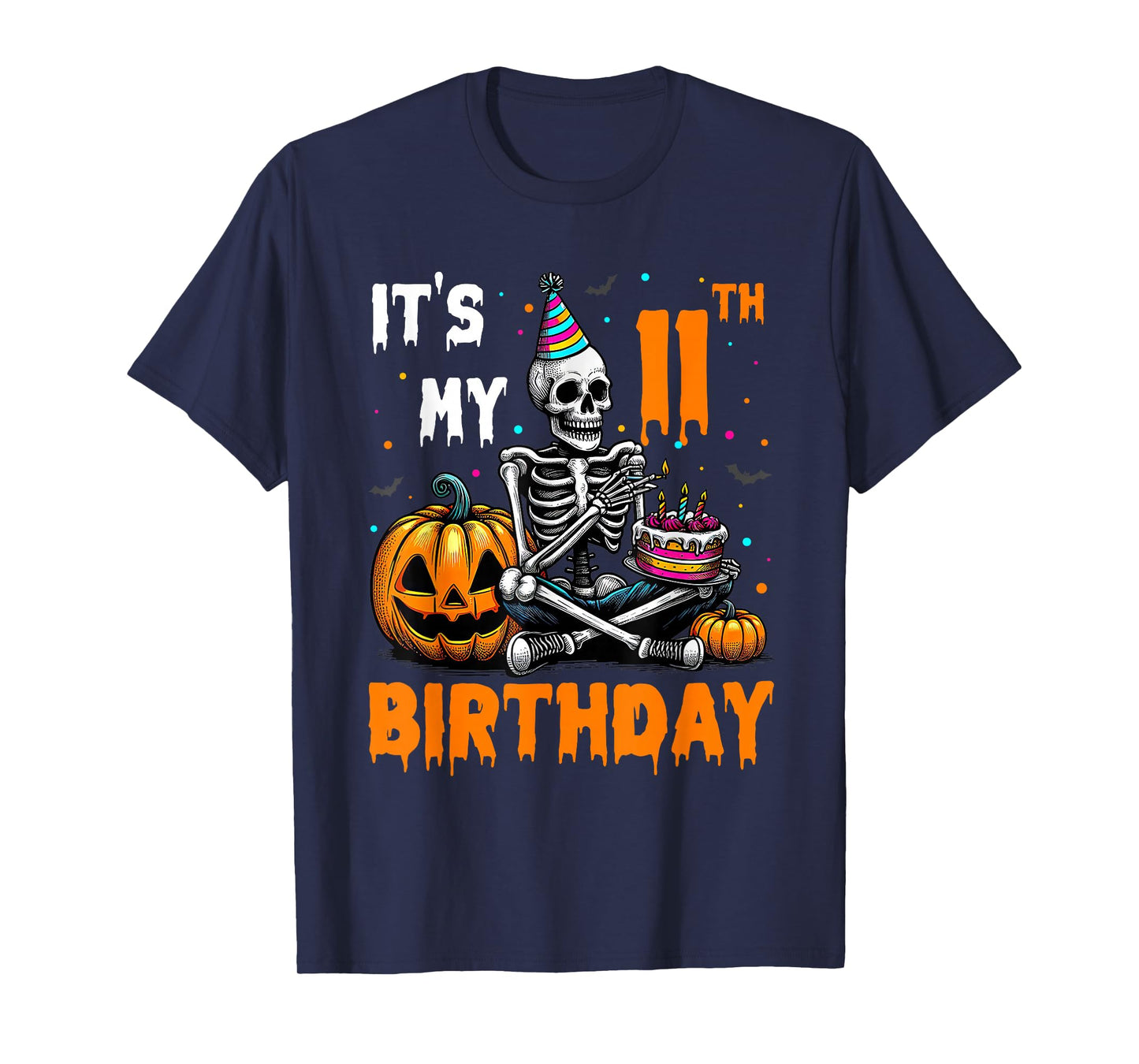Skeleton 11th Birthday Halloween Party Kids 11 Years Gift T-Shirt