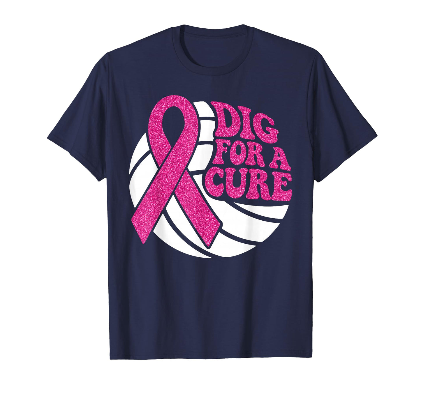 Dig for Cure Pink Ribbon Volleyball Breast Cancer Awareness T-Shirt