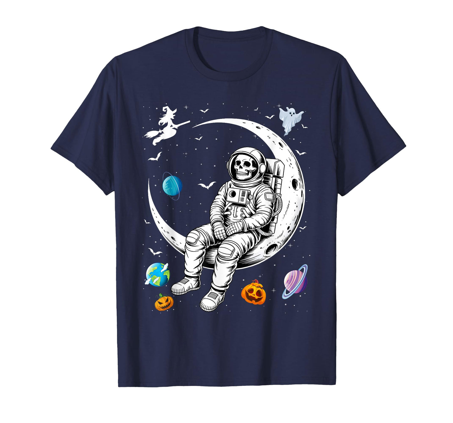 Halloween Skeleton Astronaut Fun Costume Men Women Kids Boys T-Shirt
