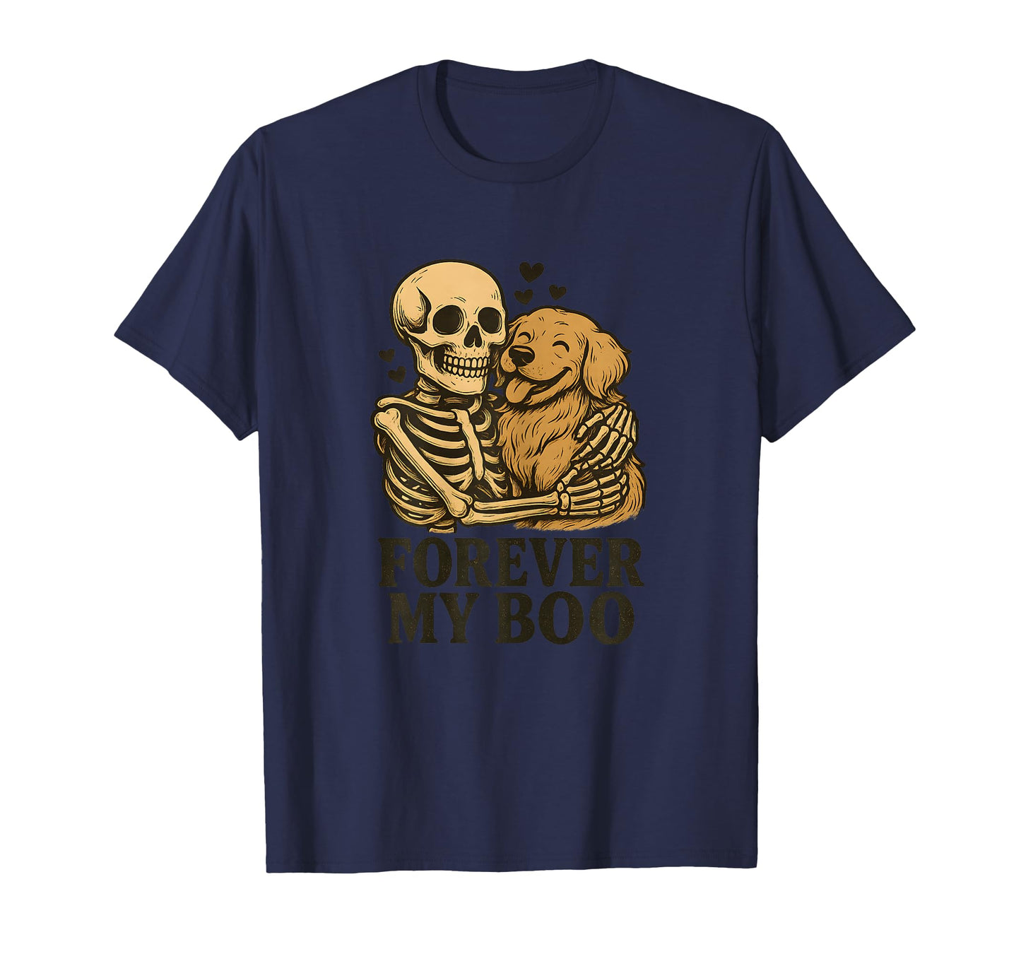 Womens Forever My Boo Skeleton Golden Retriever Halloween Couple T-Shirt