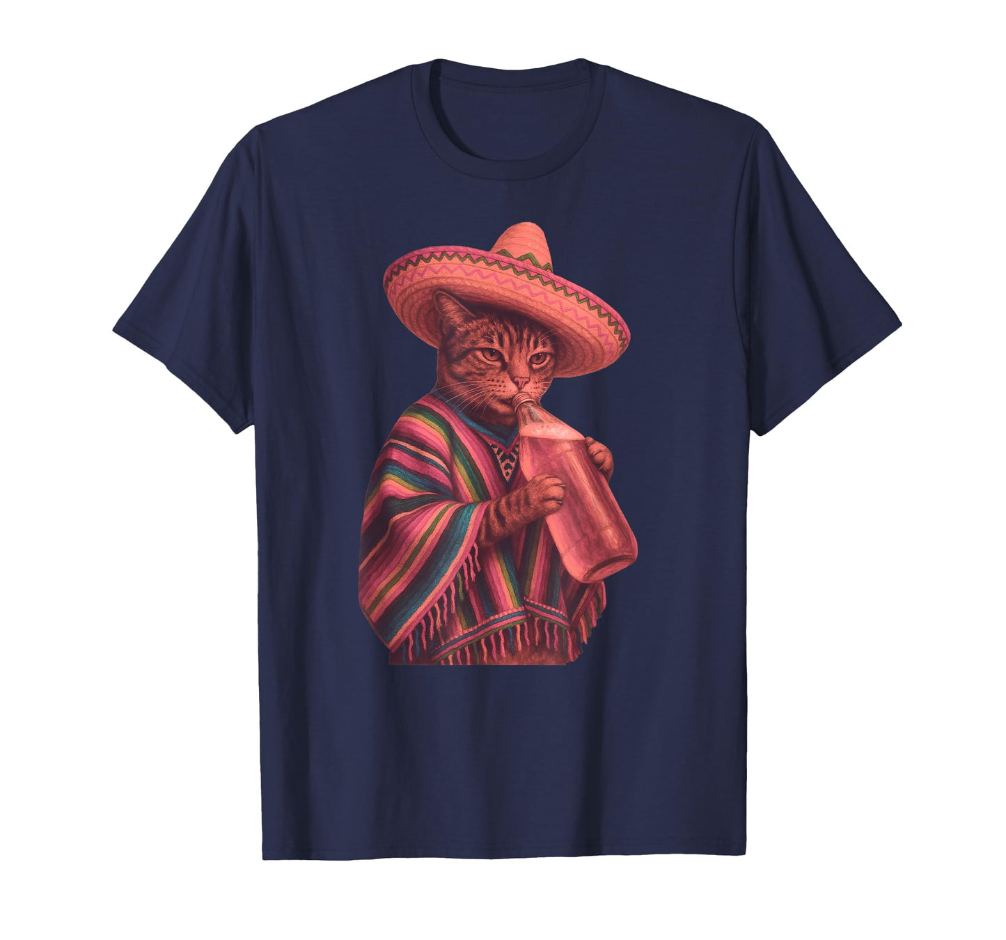 Funny Cat Sombrero Mexican Cinco De Mayo Beer 40 Oz Poncho Men Women T-Shirt