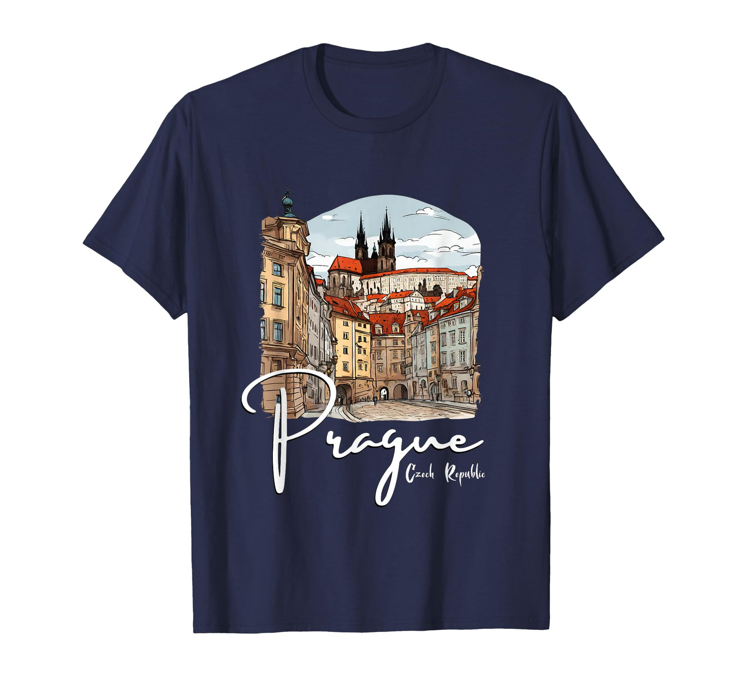 Prague Czech Republic Sketch Souvenir Prague T-Shirt