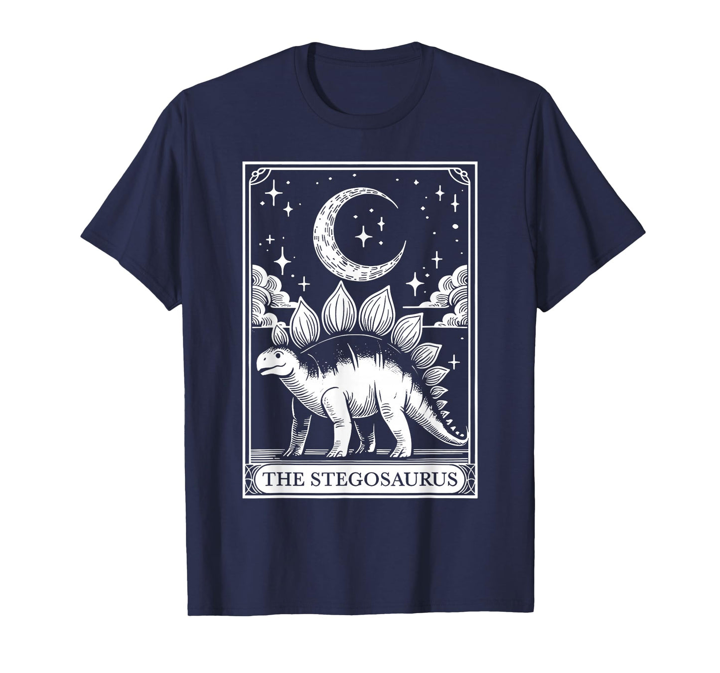 Funny Stegosaurus Dinosaur Tarot Card Dino Lover Witch Vibes T-Shirt