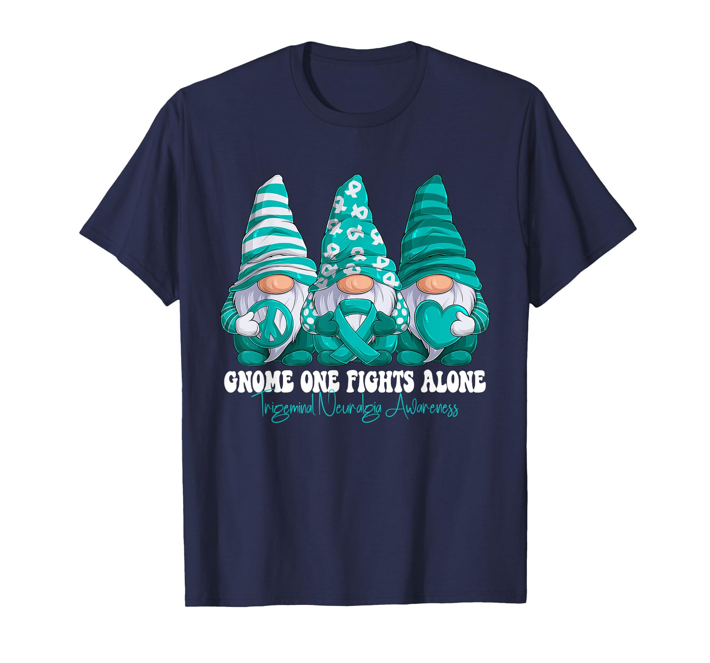 Trigeminal Neuralgia Awareness Month Teal Ribbon Gnomies T-Shirt