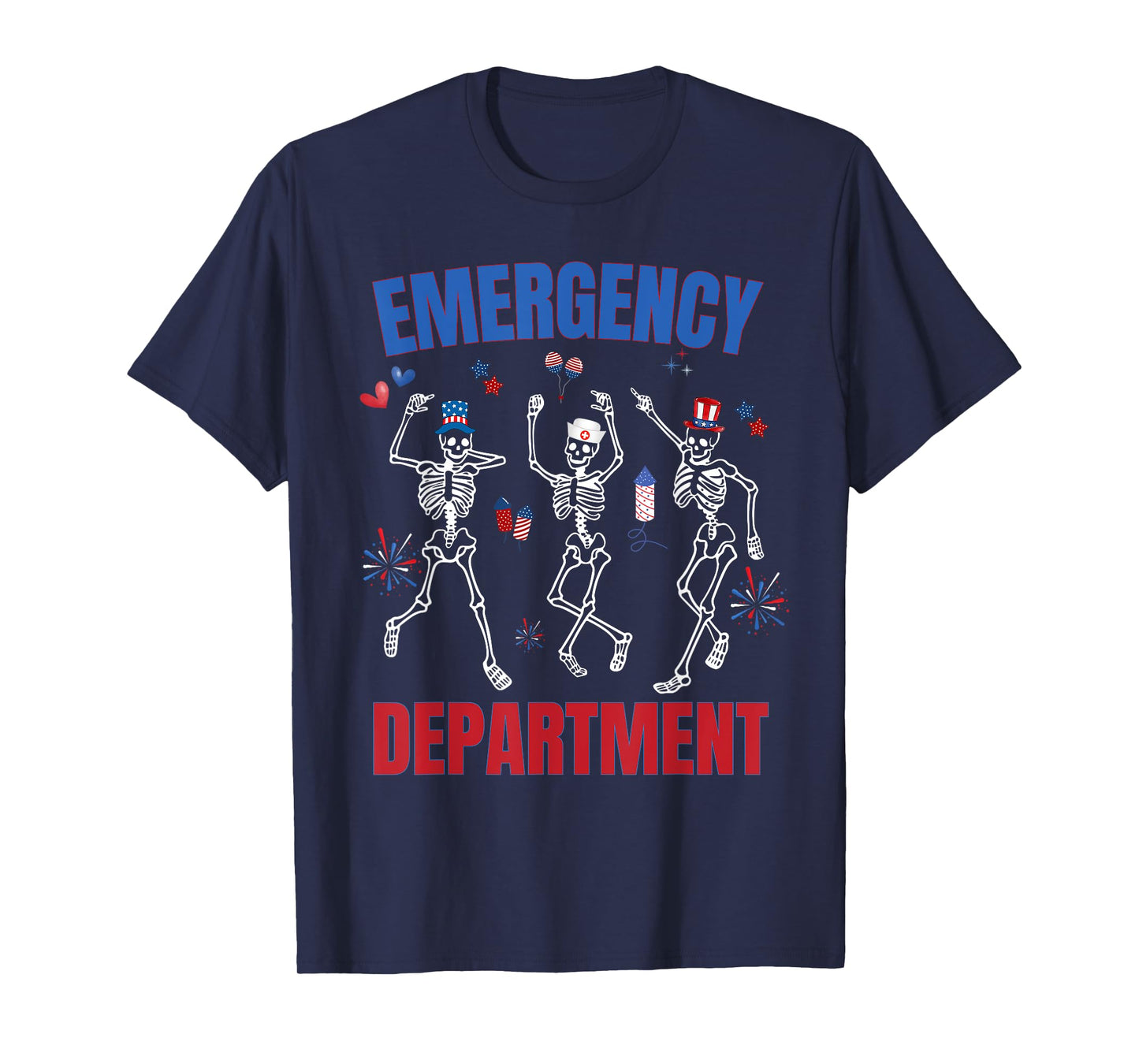 Emergency Department 4th Of July Patriotic Skeleton ER Nurse T-Shirt