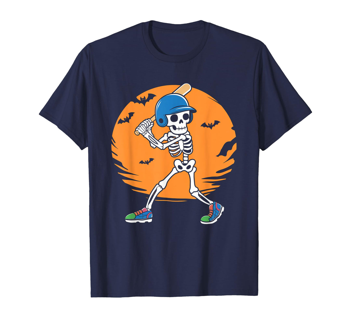 Baseball Skeleton Player Halloween Men Boys Baseball T-Shirt