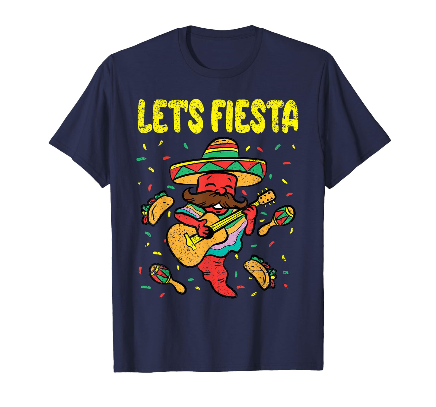 Lets Fiesta Cinco De Mayo Mexican Mariachi Taco Maracas T-Shirt