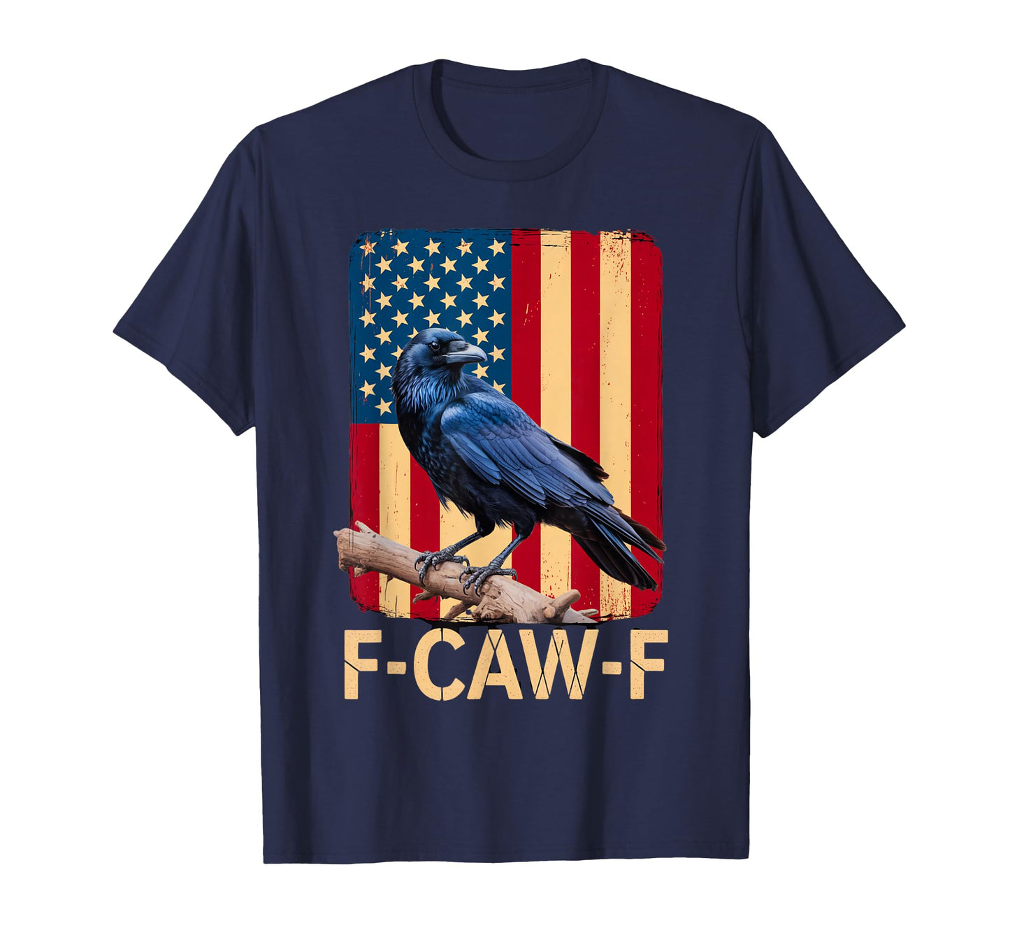 F-Caw-F Black Crow Retro USA Flag Vintage T-Shirt