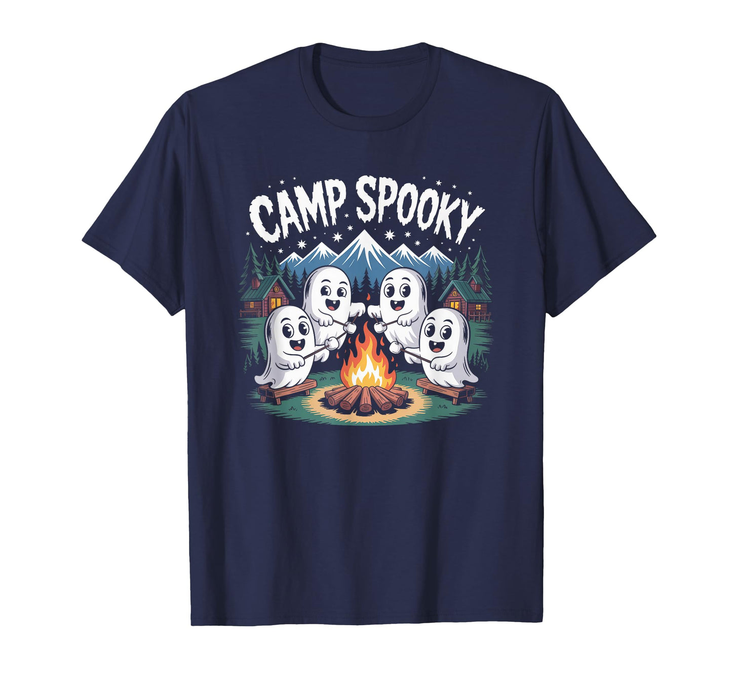 Camp Spooky Summerween Summer Halloween Cute Ghost T-Shirt