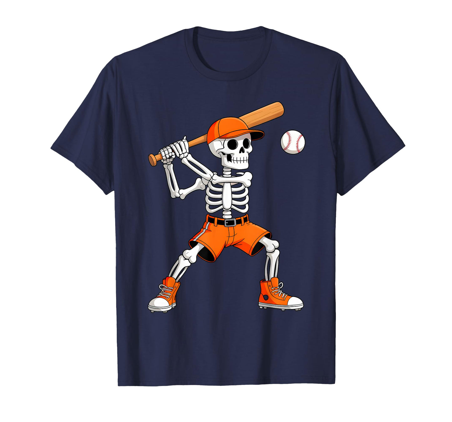 Funny Skeleton Play Baseball Halloween Costume Boys Men Kids T-Shirt