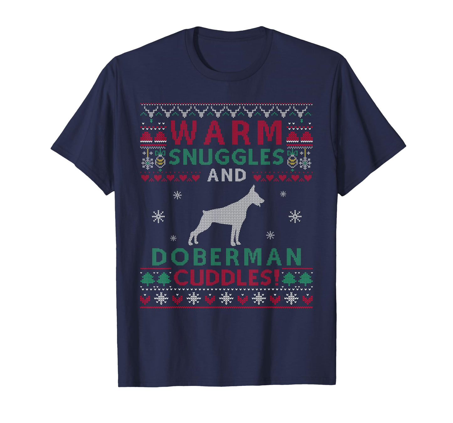 Doberman Christmas Dog Lover Gifts Christmas Doberman Dog Cuddles Pet Owners Unisex-Kids Ugly Christmas T-Shirt