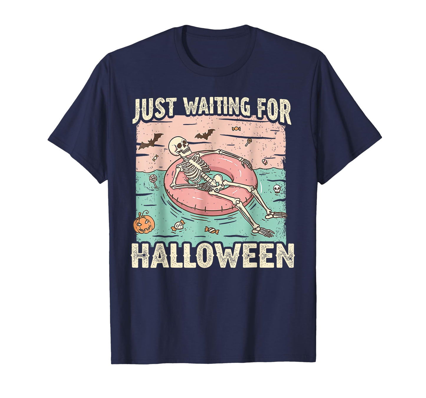 Spooky Summer Skeleton Just Waiting for Halloween T-Shirt