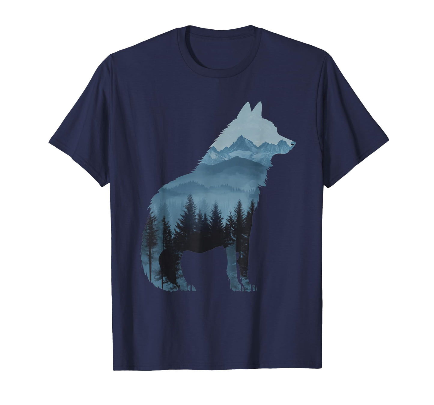 Wolf and Forest Silhouette double exposure Art T-Shirt
