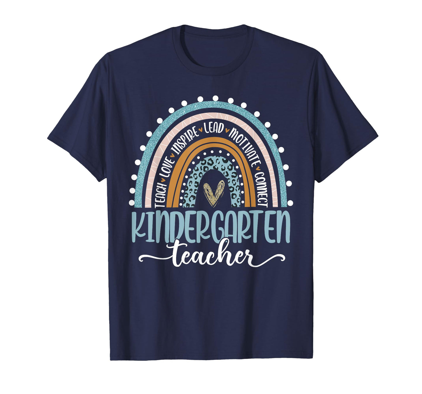 Kindergarten Teacher Leopard Boho Rainbow Back To School T-Shirt