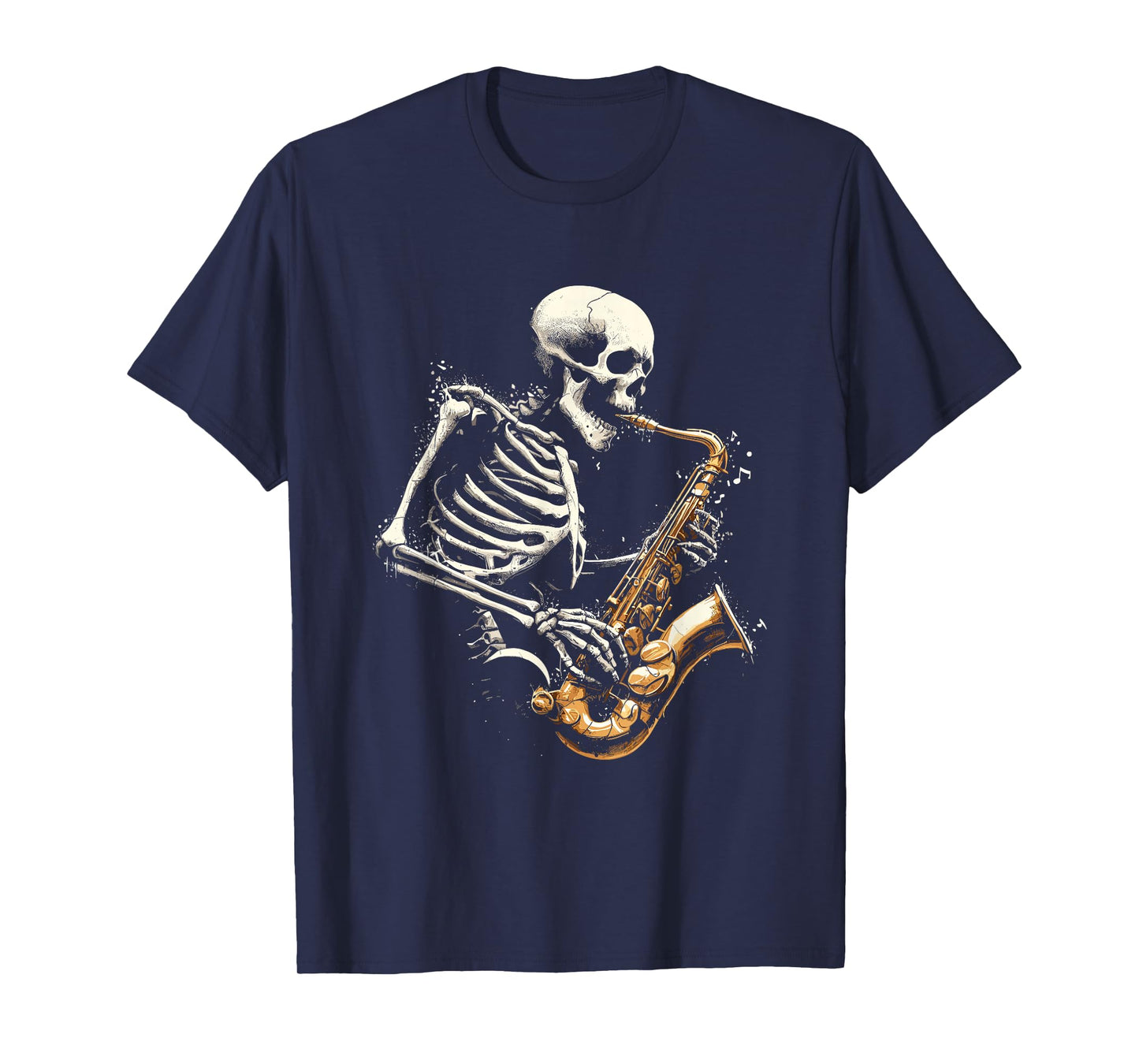 Skeleton Playing Saxophone Jazz Music Lover Retro Halloween T-Shirt