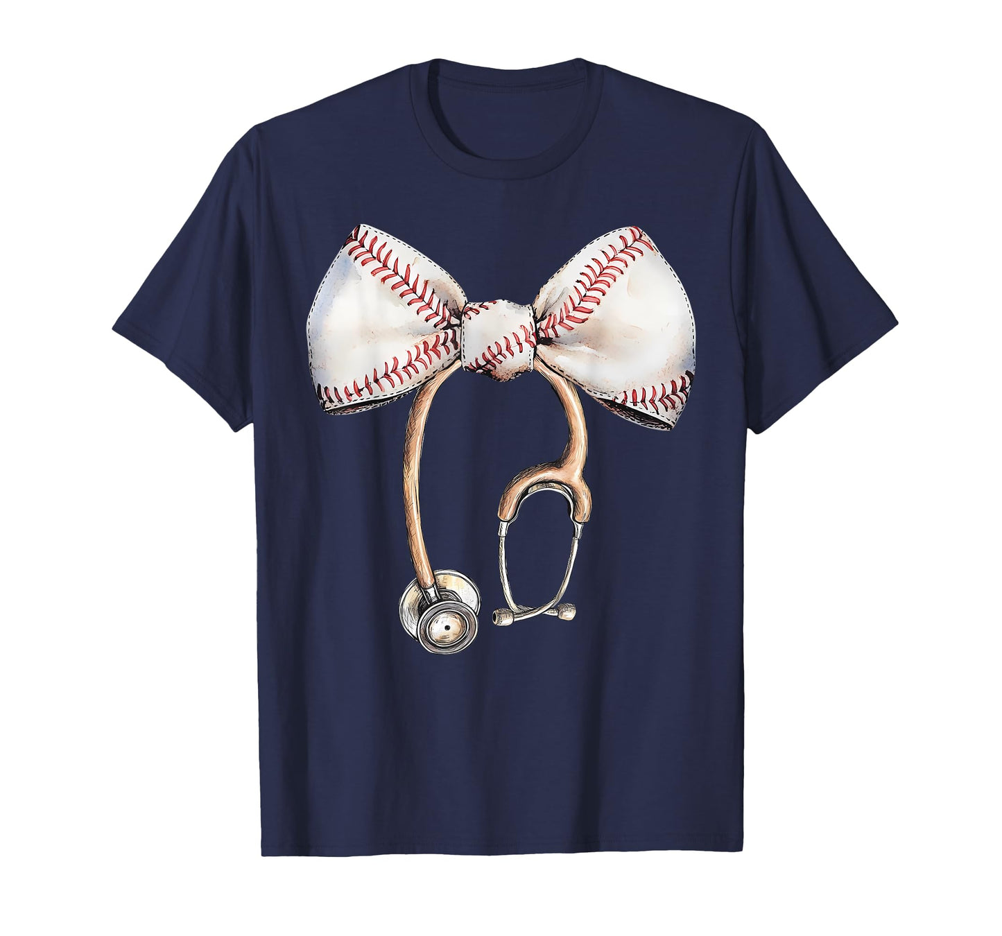 Coquette Bow Stethoscope Baseball Nurse RN Baseball Mama T-Shirt