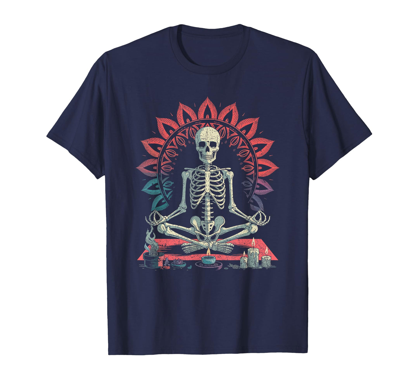 Funny Halloween Gothic Skeleton Meditating Yoga Lover T-Shirt