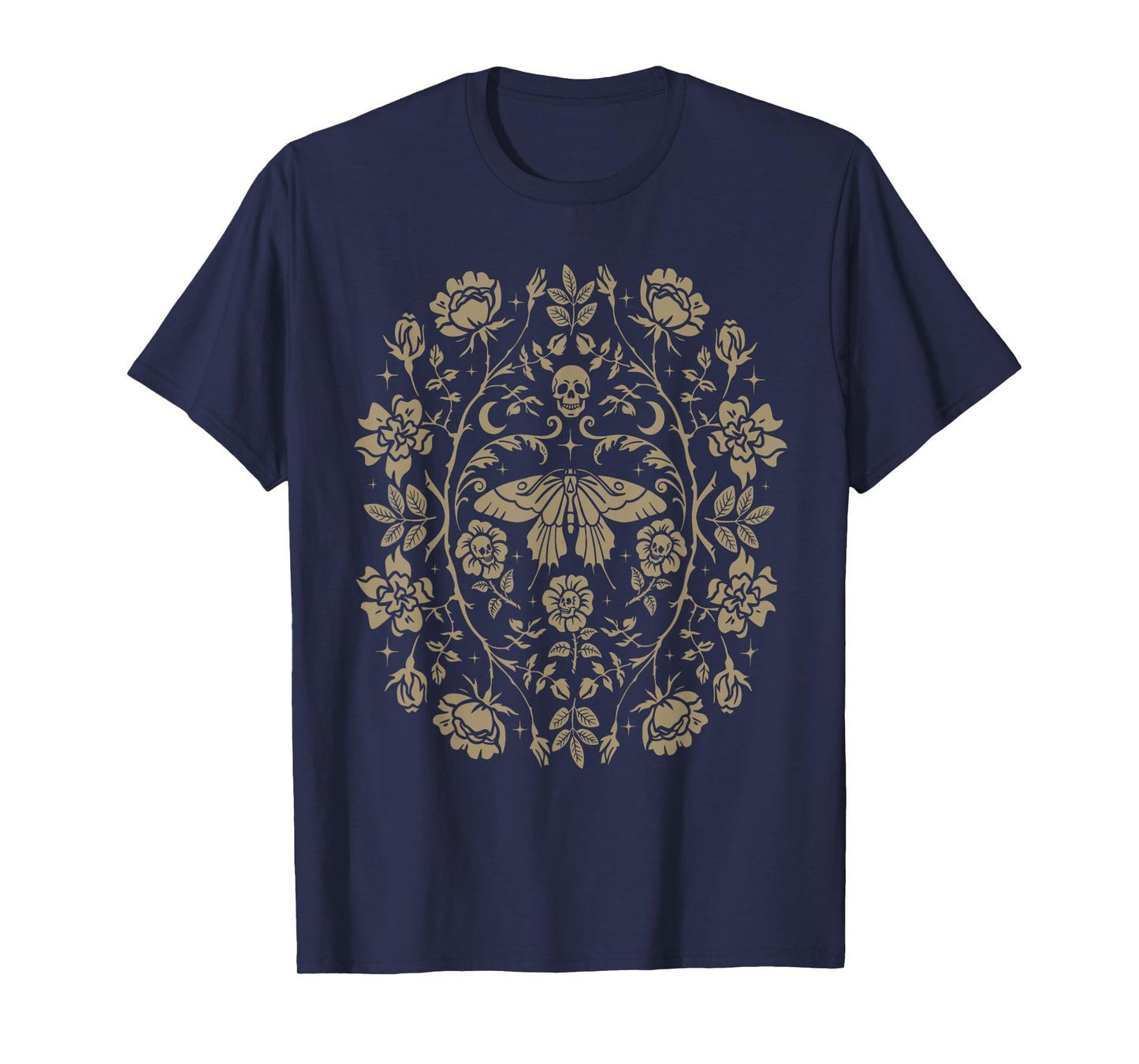 Vintage Moth Skull Aesthetic Floral For Men Women Boys Girls T-Shirt