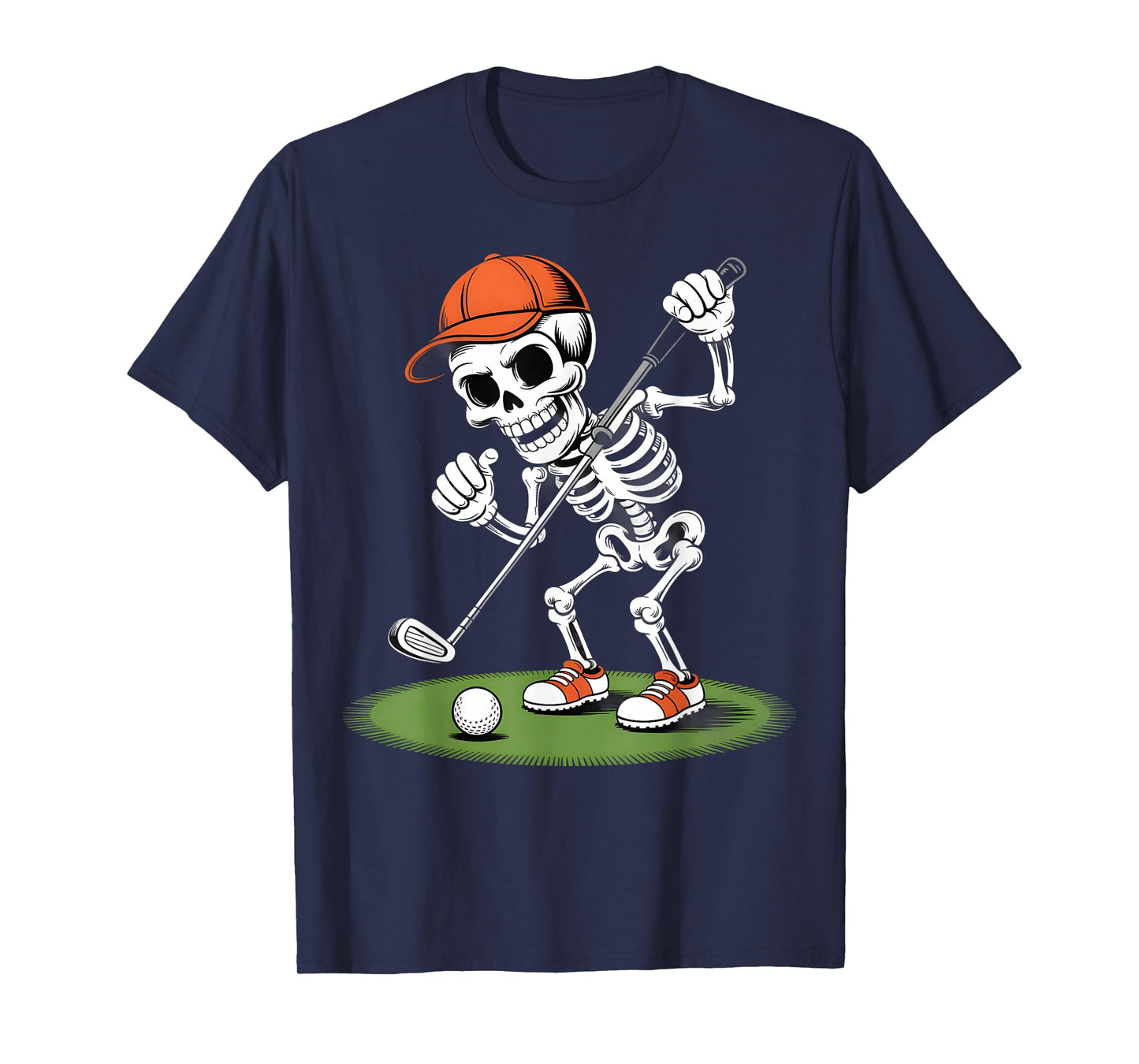 Funny Skeleton Golfer Cartoon Halloween Golf Humor T-Shirt