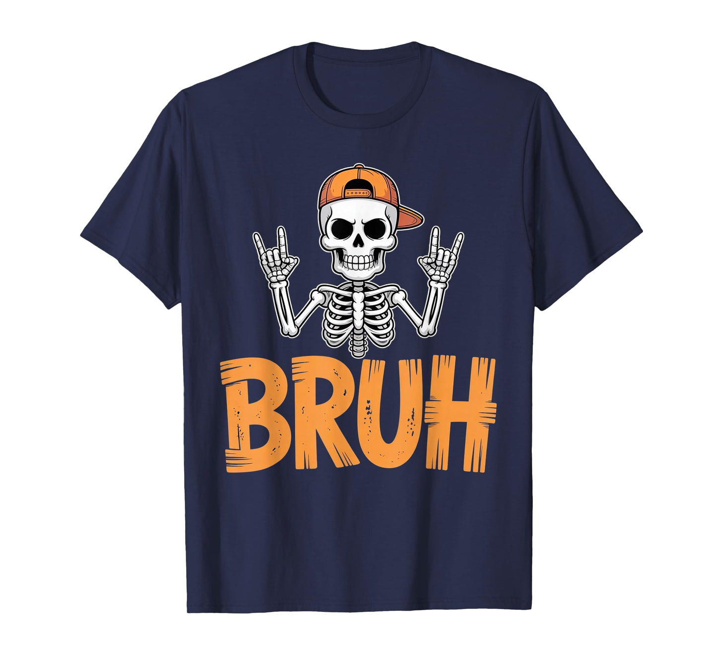 Halloween Punk Rock Skeleton Cool Rockers Skaters Bruh T-Shirt