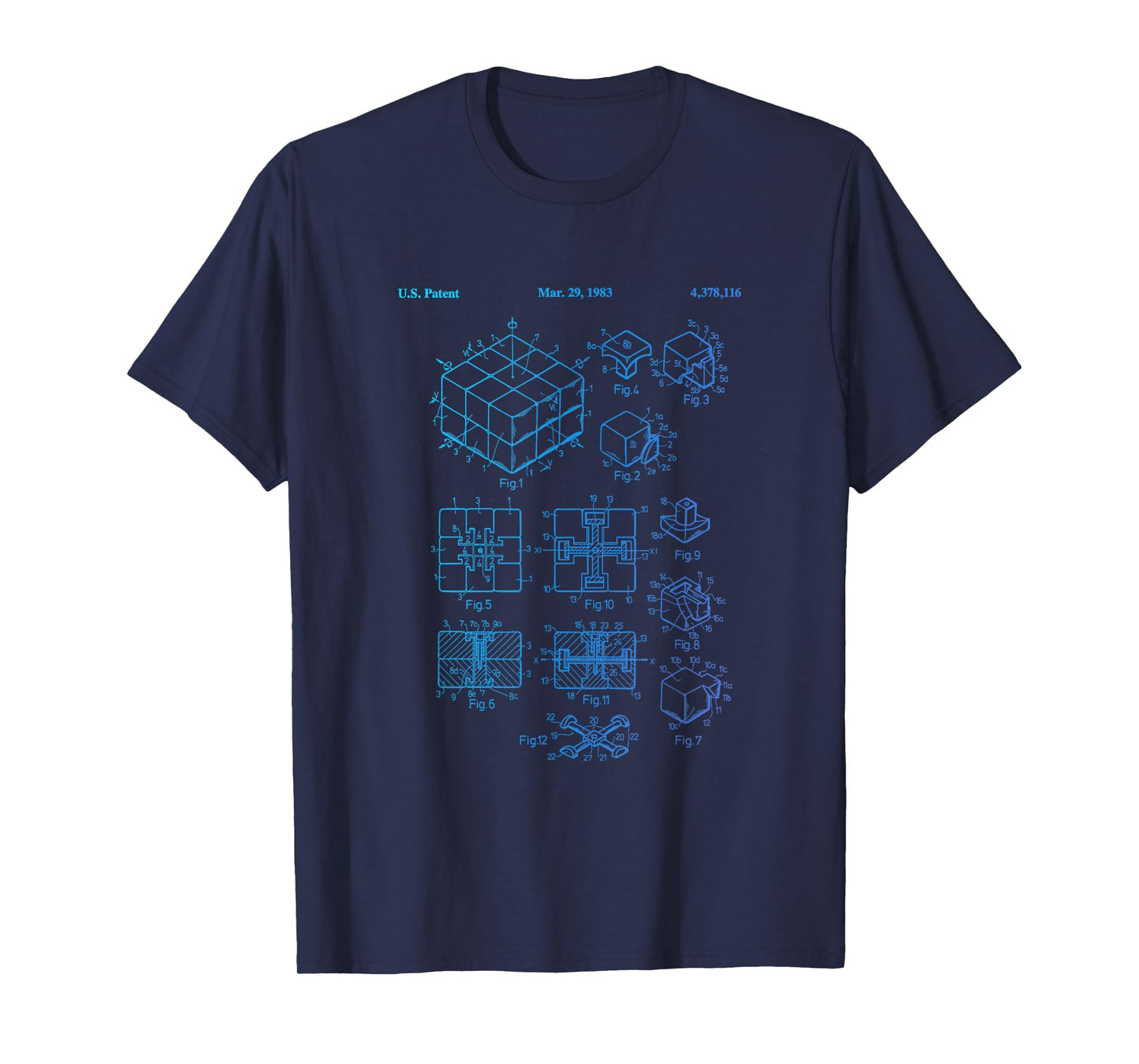 Competitive Puzzle Cube Rubik Patent Speed Cubing Retro Math T-Shirt