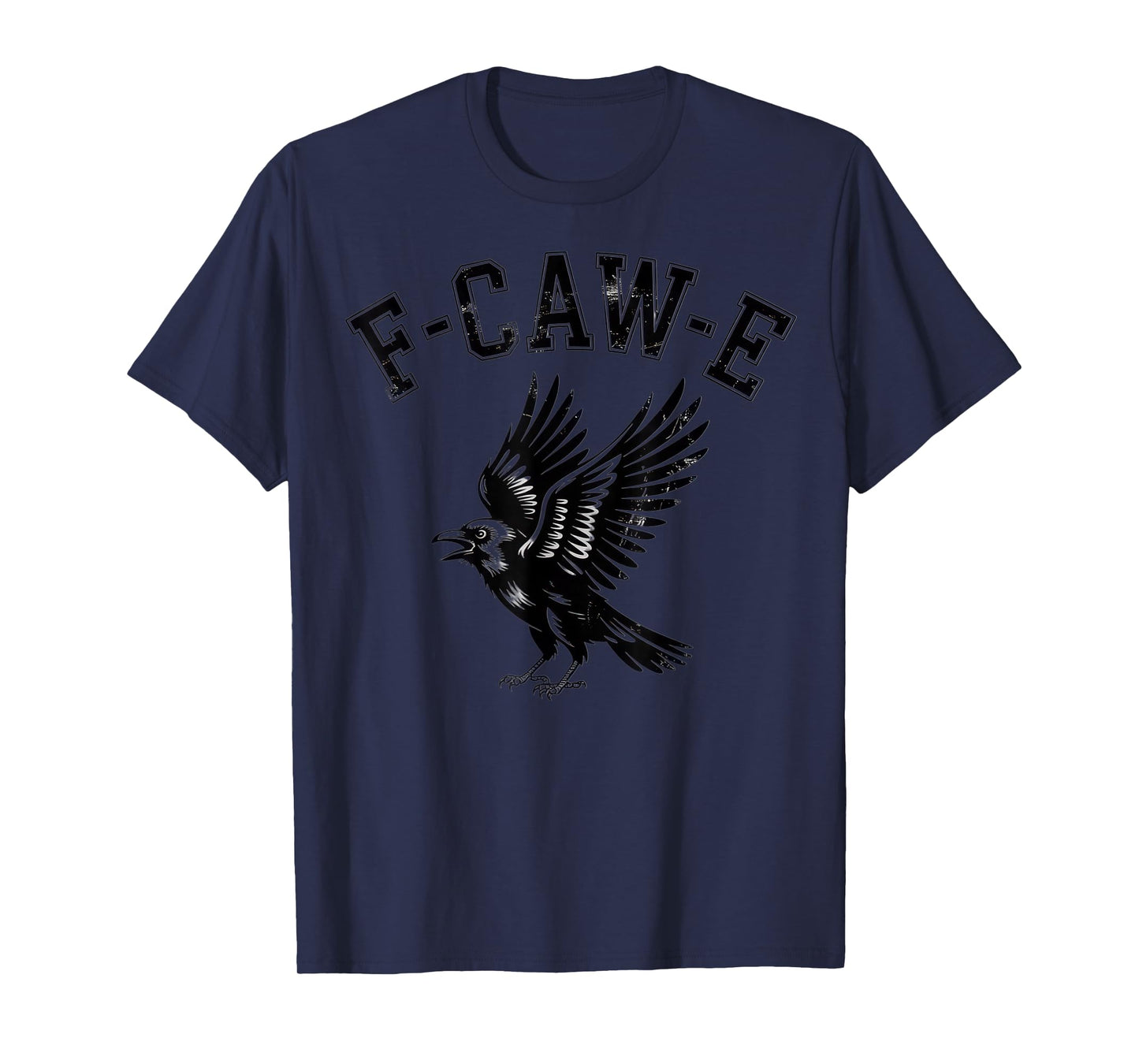 F-CAW-E Vintage Raven Graphic Distressed Gothic Bird Tee T-Shirt