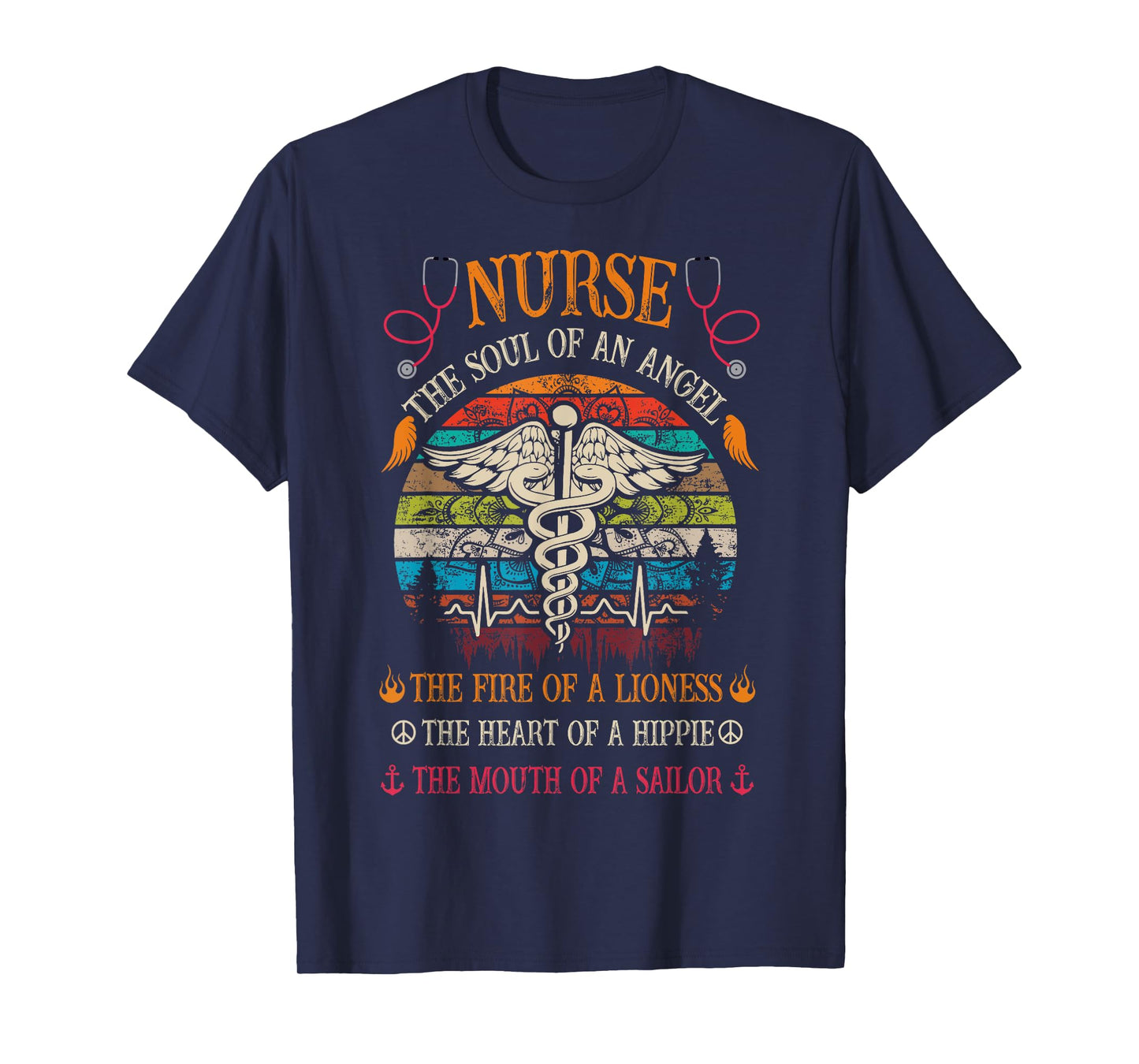 Nurse Soul Of An Angel Fire of A Lioness Vintage Hippie T-Shirt