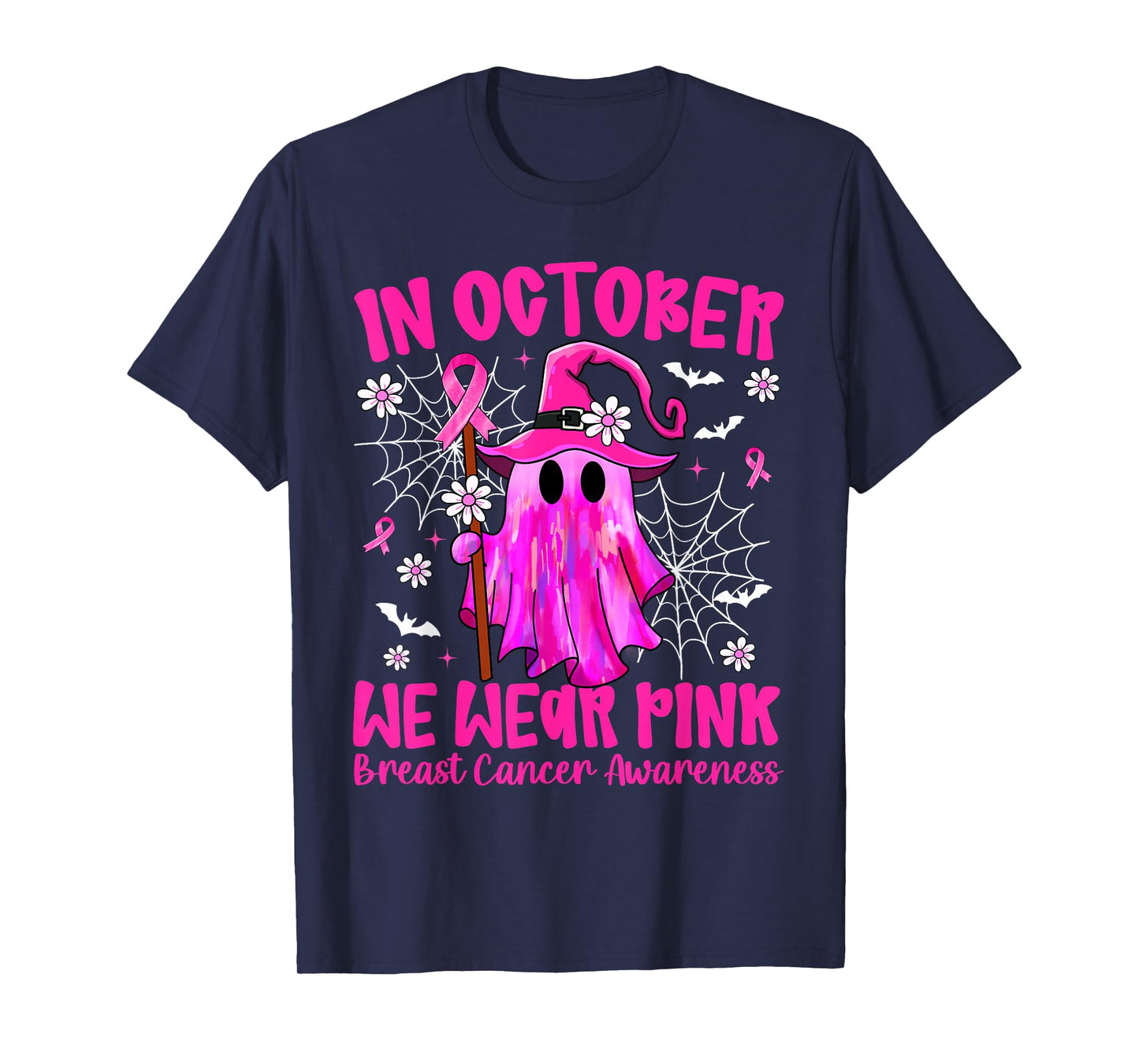 Breast Cancer Women Halloween in October We Wear Pink T-Shirt