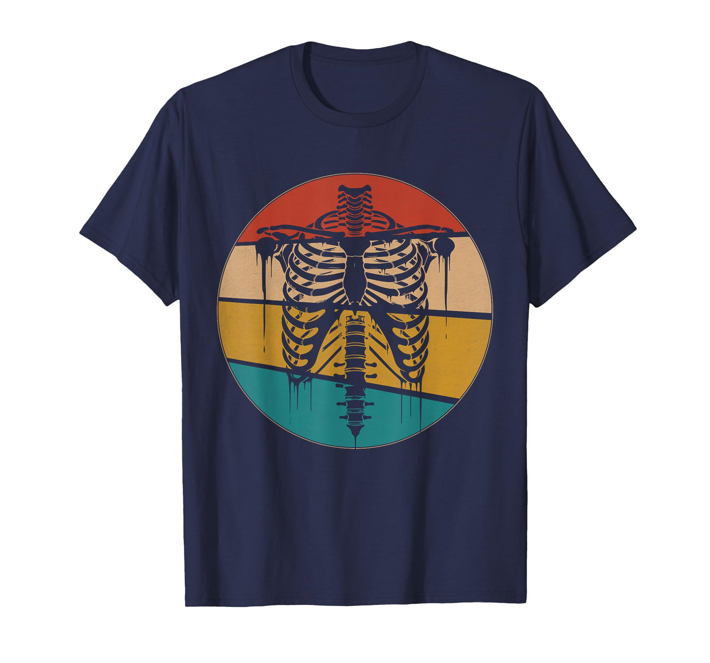 Retro Skeleton Ribcage Dripping Bones Vintage Design T-Shirt