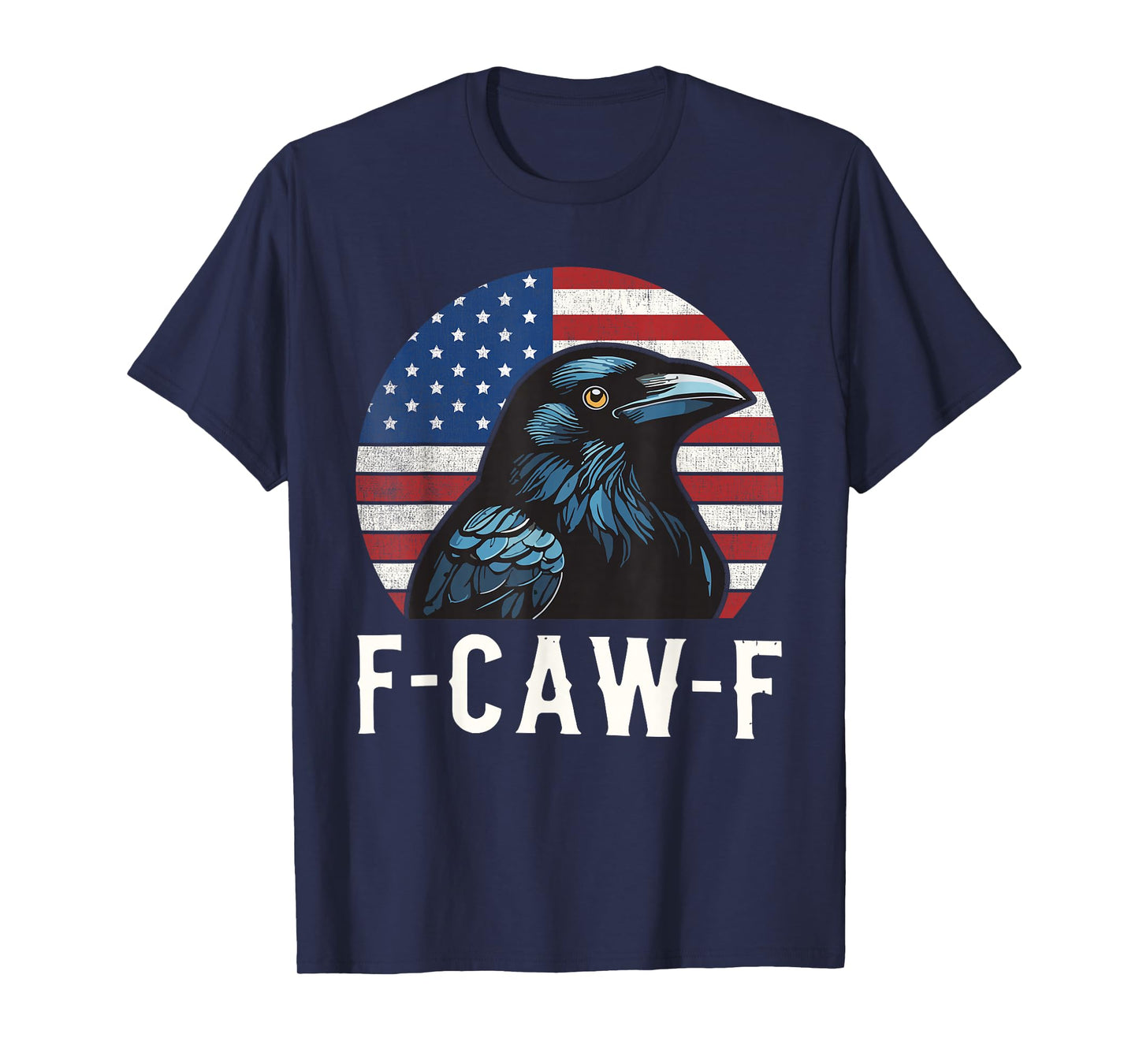 F-Caw-F Funny Crow Halloween Gothic USA Flag T-Shirt