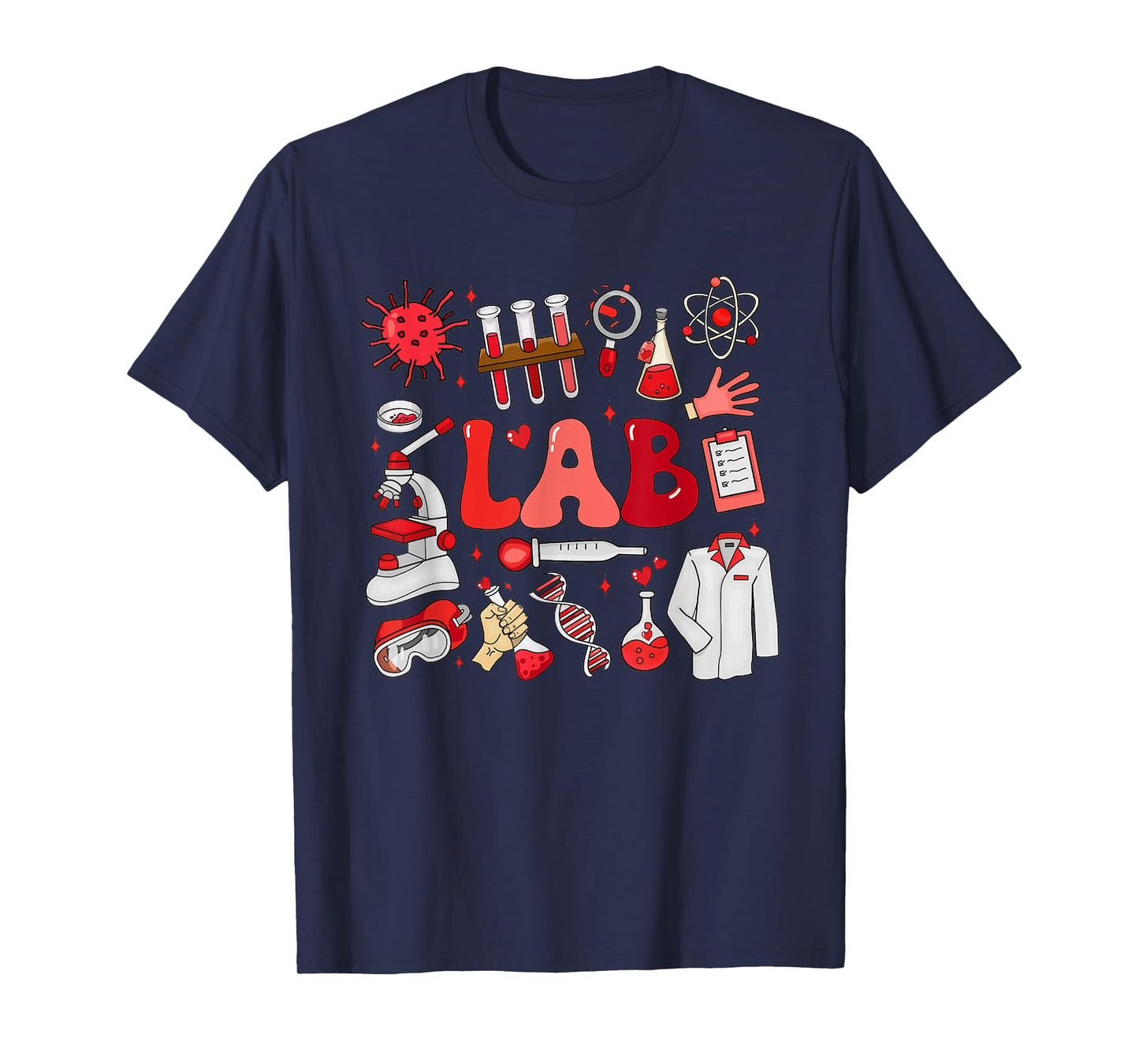 Retro Groovy Valentines Lab Tech Medical Laboratory Science T-Shirt
