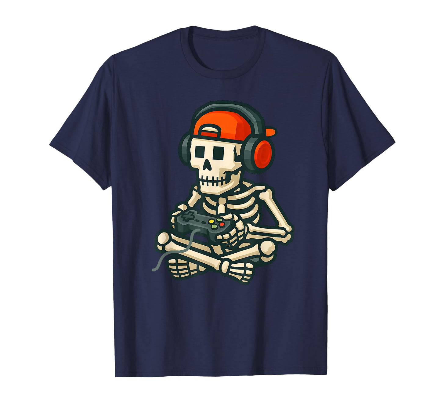 Halloween Skeleton Gamer Funny Pixel Video Gaming Boys Kids T-Shirt
